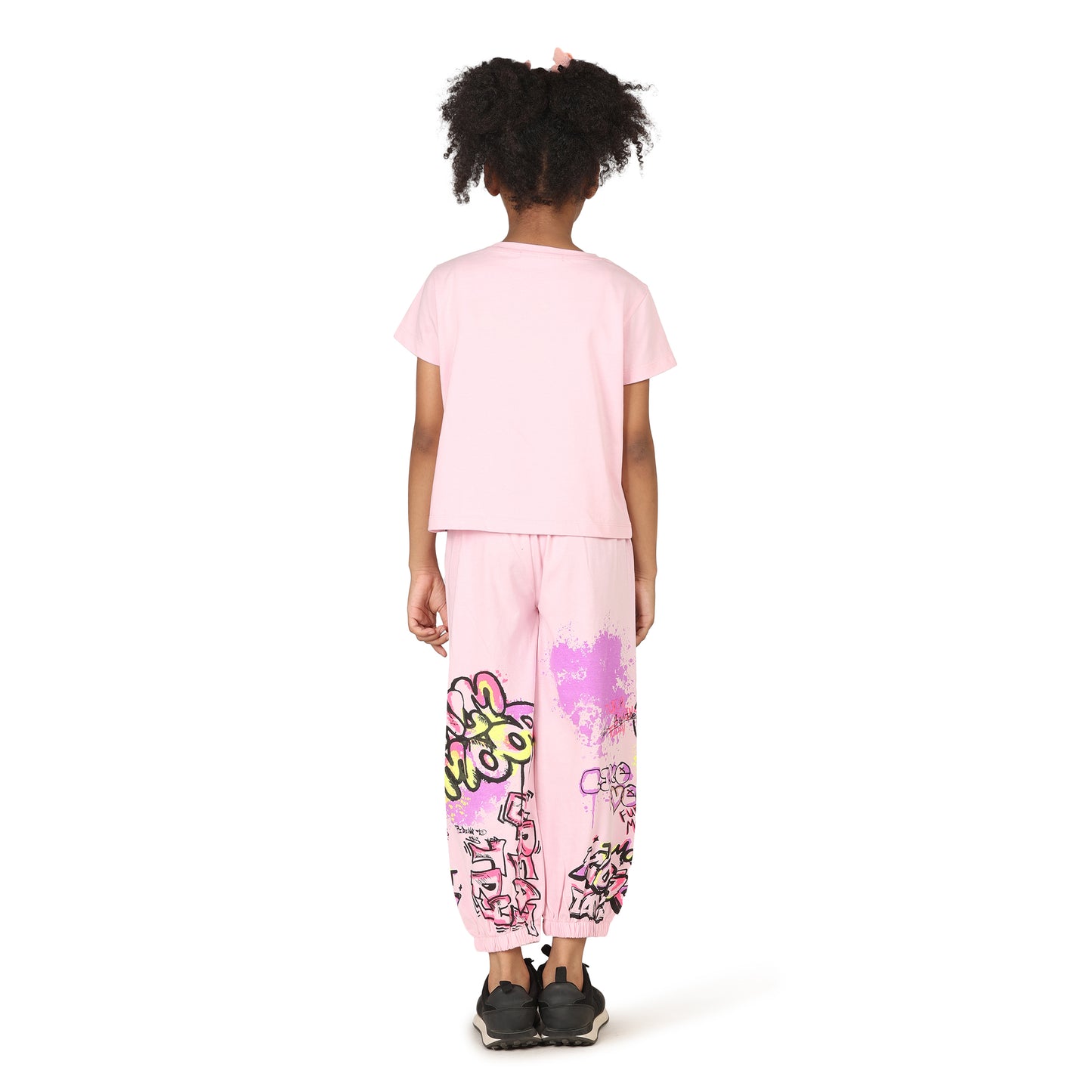 Pampolina Girls Printed Co-Ord Sets-Pink