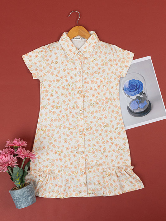 Pampolina  Printed Summer Cotton Dress For Baby Girl-Lemon