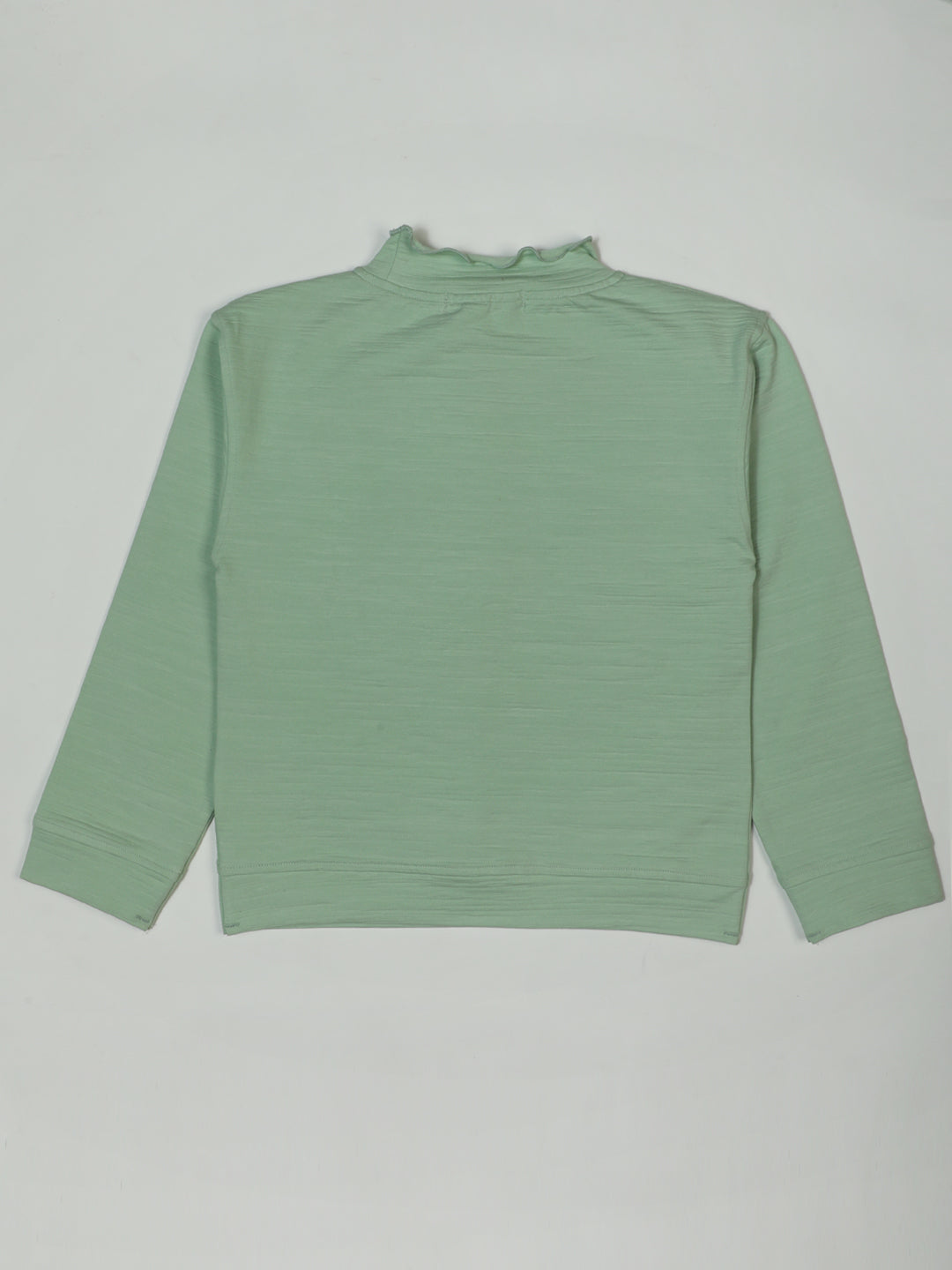 Pampolina Mint Green "Breath Natural Life" Sweatshirt with Flower Detail