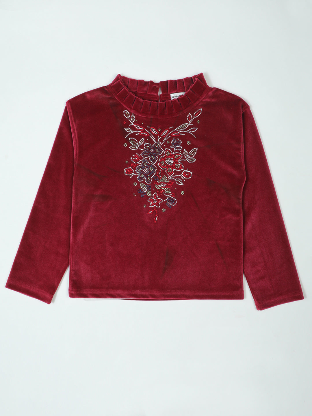 Pampolina Burgundy Sharing Floral Embellished Top