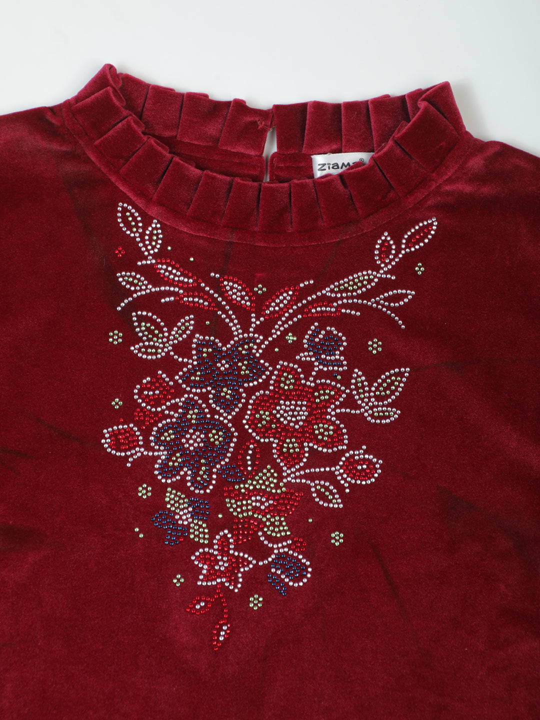Pampolina Burgundy Sharing Floral Embellished Top