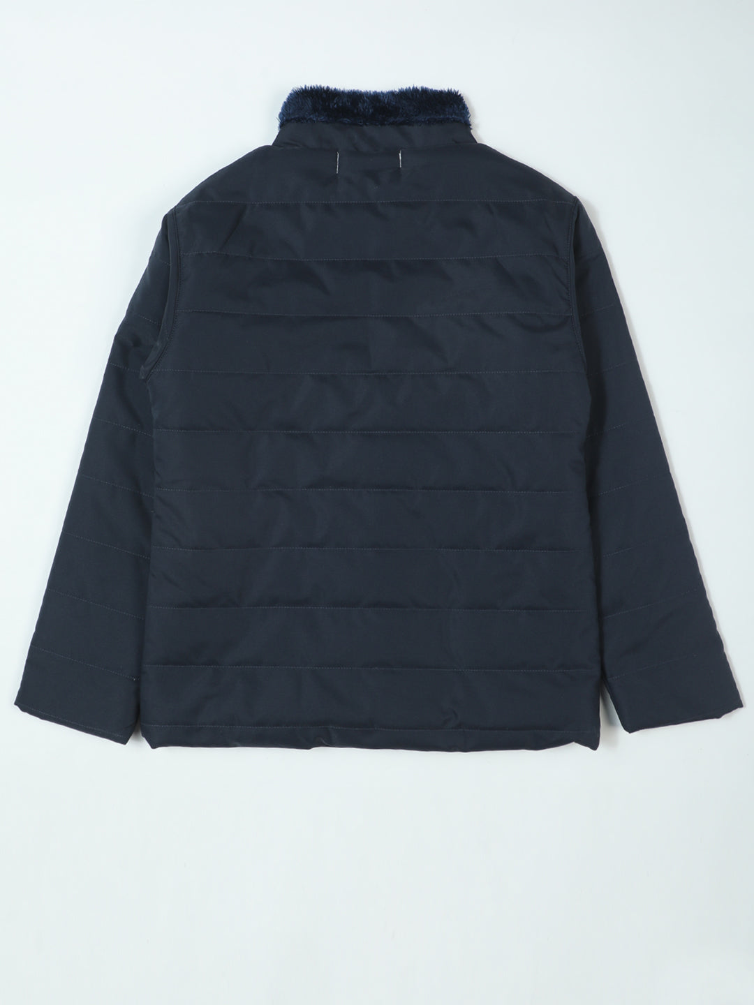 Pampolina Navy Blue Quilted Jacket with Faux Fur Collar and Pockets