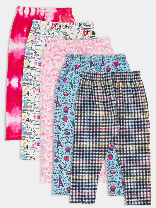 Stylish Blossoms: 5-Pack Printed Capris for Girls