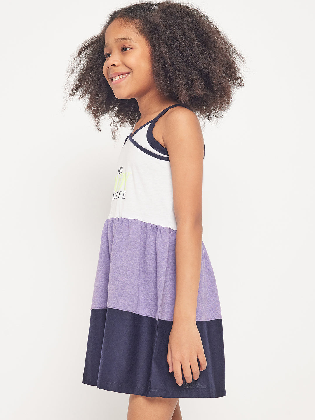 Pampolina Printed Summer Cotton Dress For Baby Girl-Purple