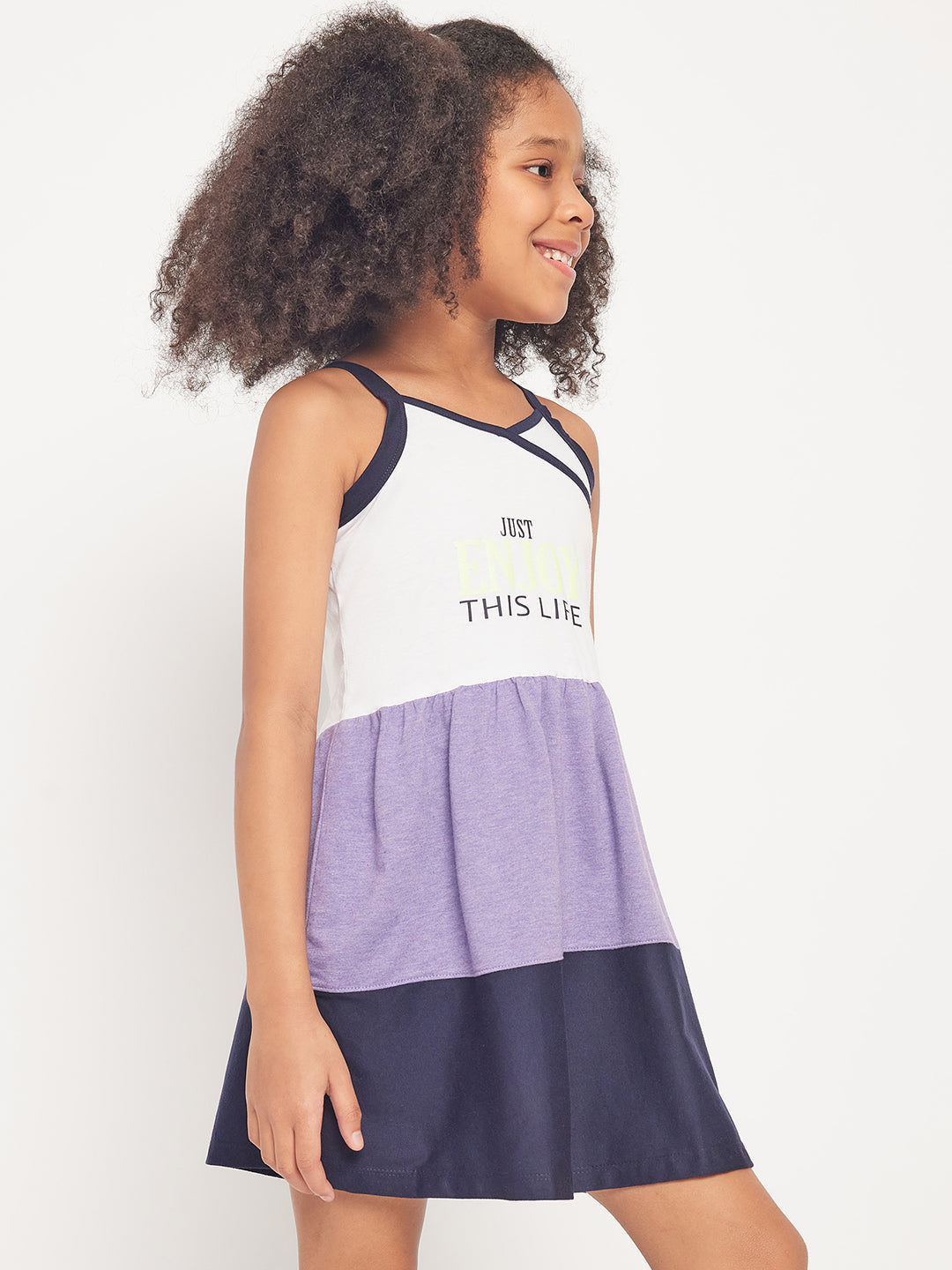 Pampolina Printed Summer Cotton Dress For Baby Girl-Purple