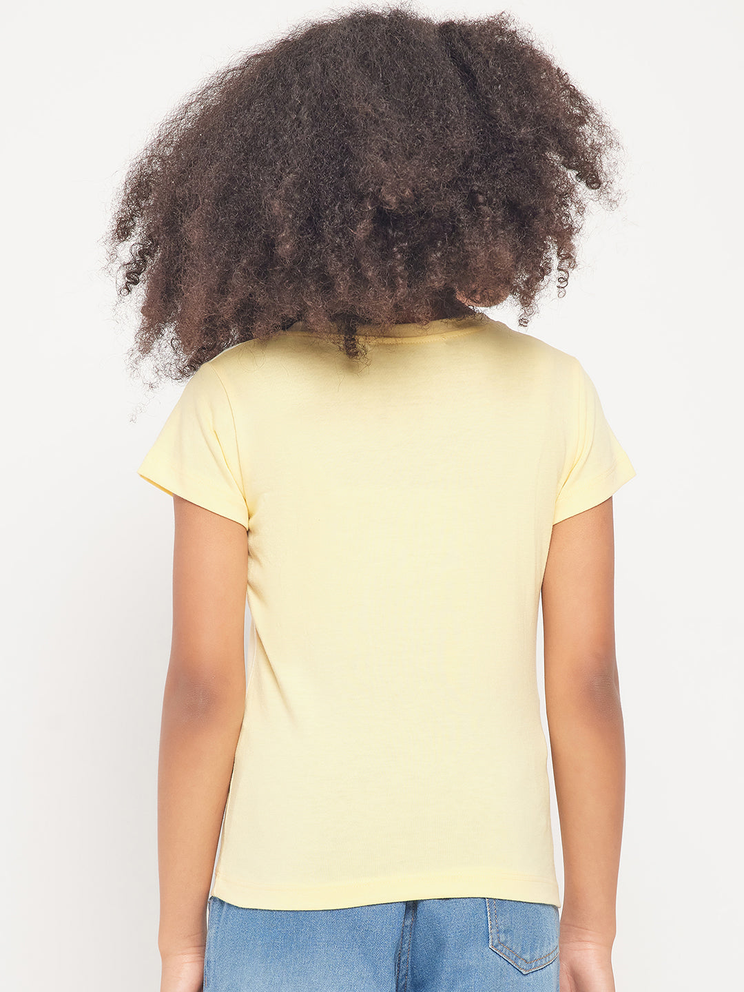 Pampolina Girls Happiness Printed Stretchable Top-Lemon