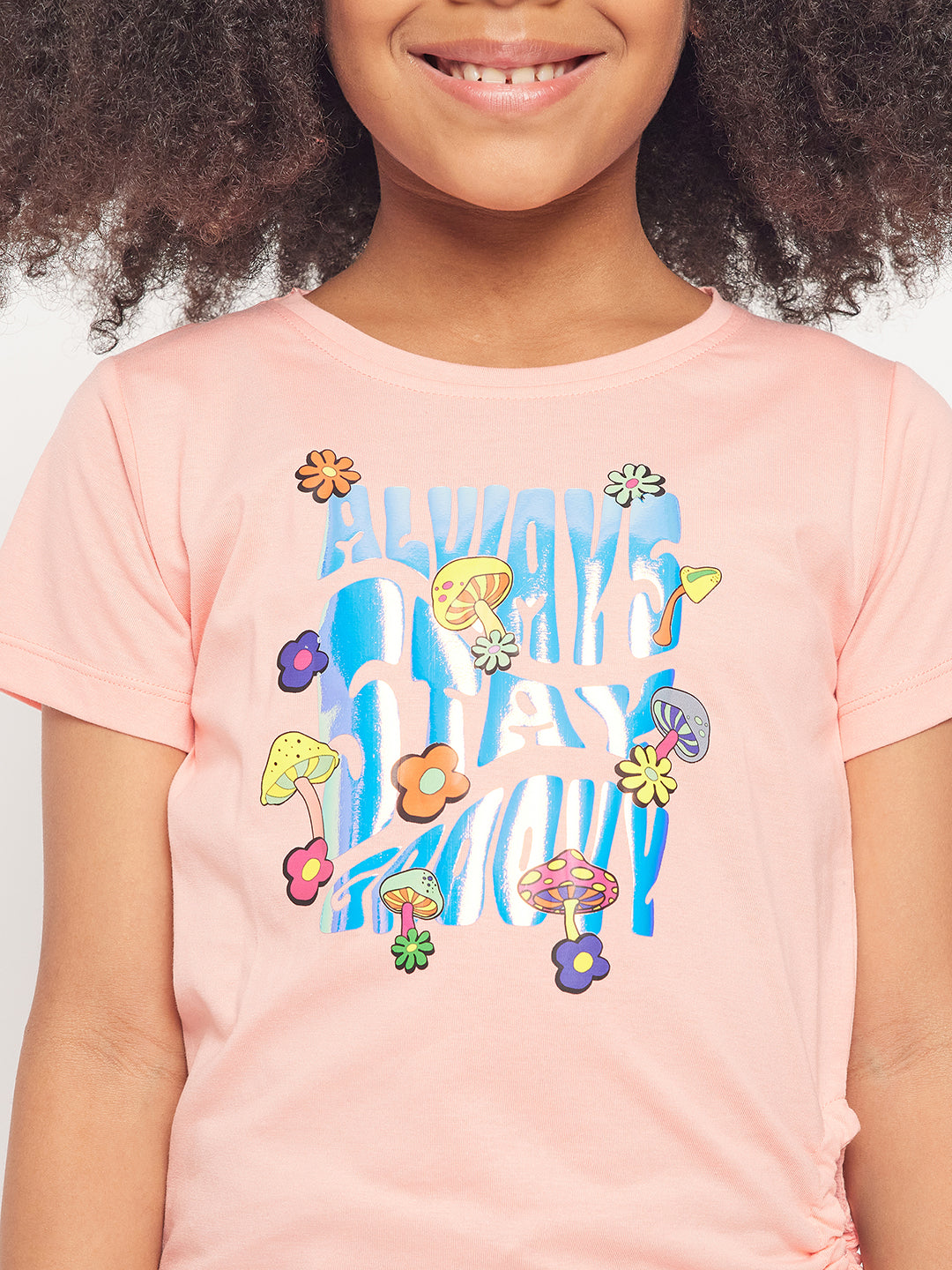 Pampolina Girls Always Stay Printed Top-Peach