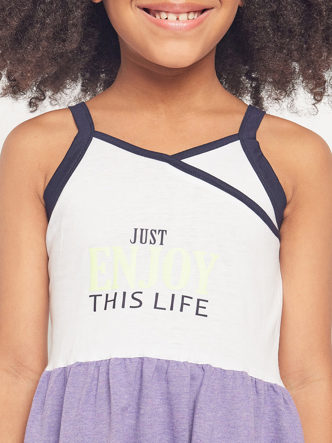 Pampolina Printed Summer Cotton Dress For Baby Girl-Purple