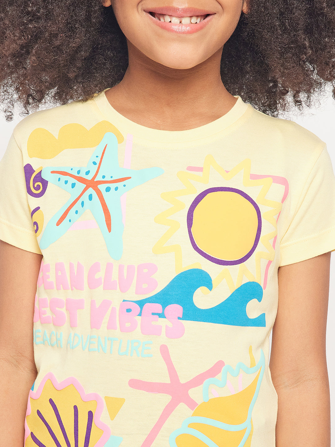 Pampolina Girls Graphic Printed Stylish Top-Lemon