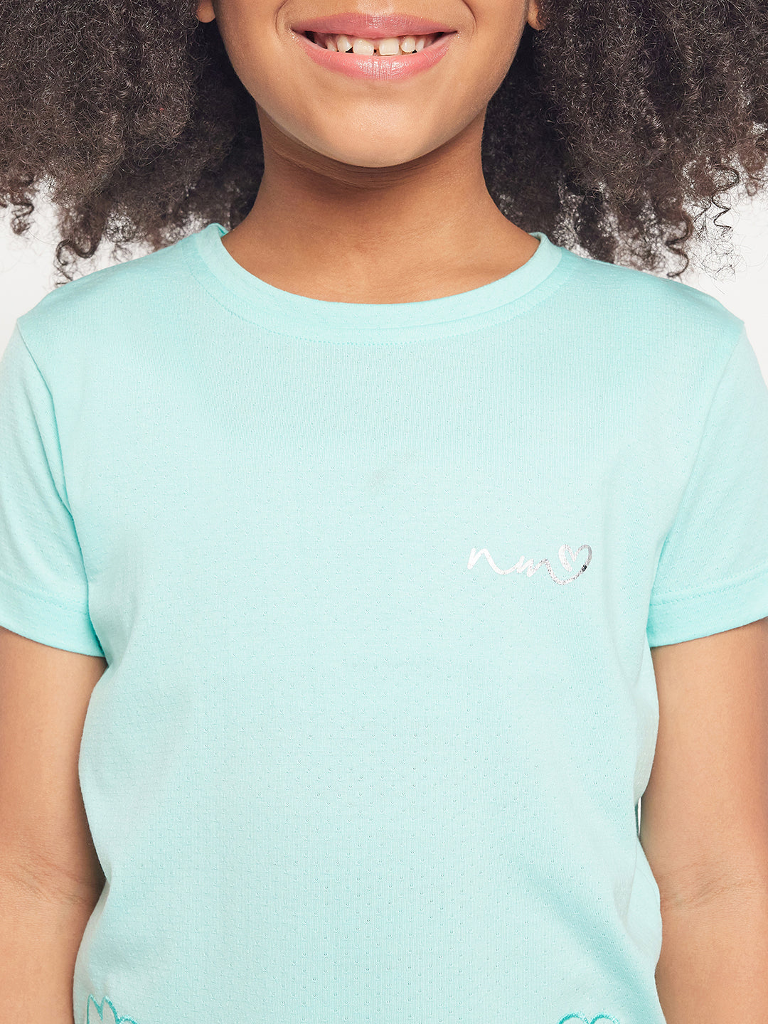 Pampolina Girls Embordering Printed Top- C.Green