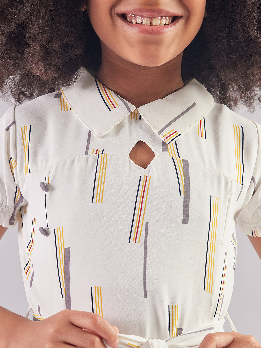 Pampolina Girls Allover Printed Textile Top- Mustard