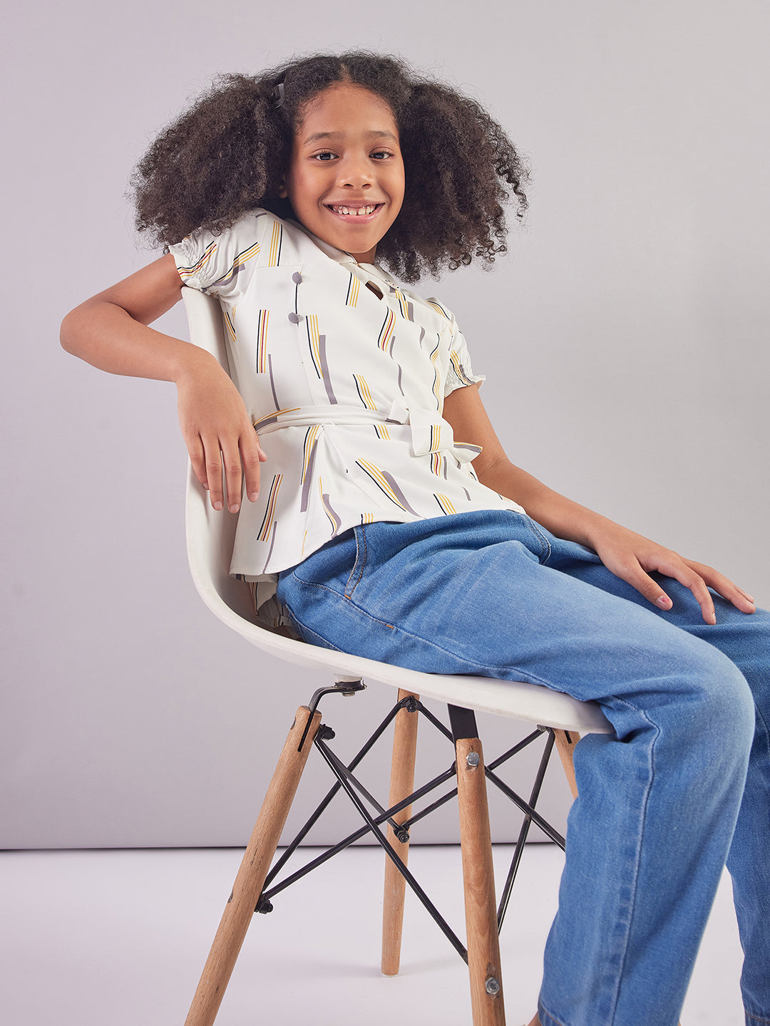 Pampolina Girls Allover Printed Textile Top- Mustard