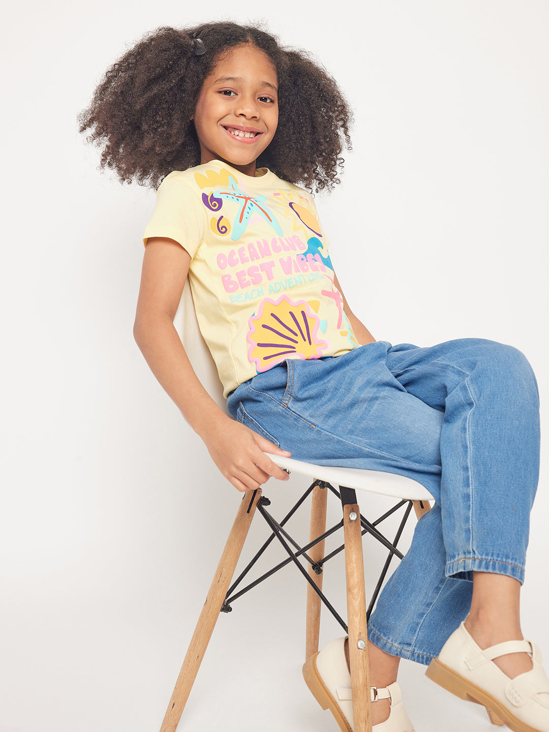 Pampolina Girls Graphic Printed Stylish Top-Lemon