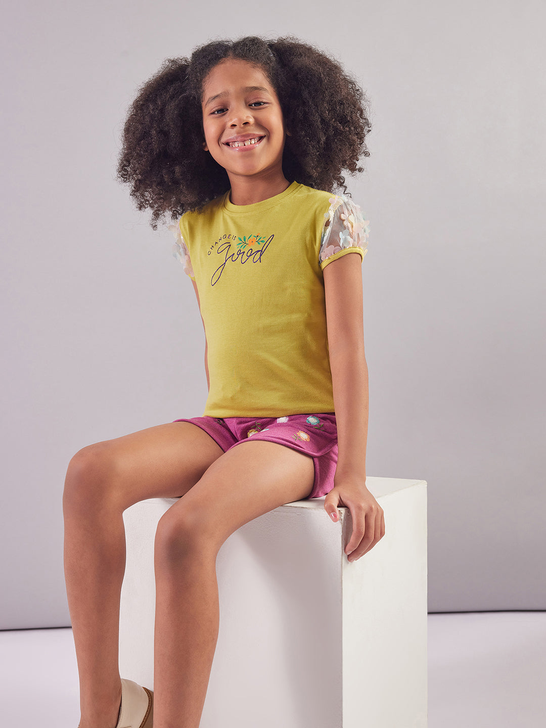 Pampolina Girls Half Sleeve Printed Top- Liril