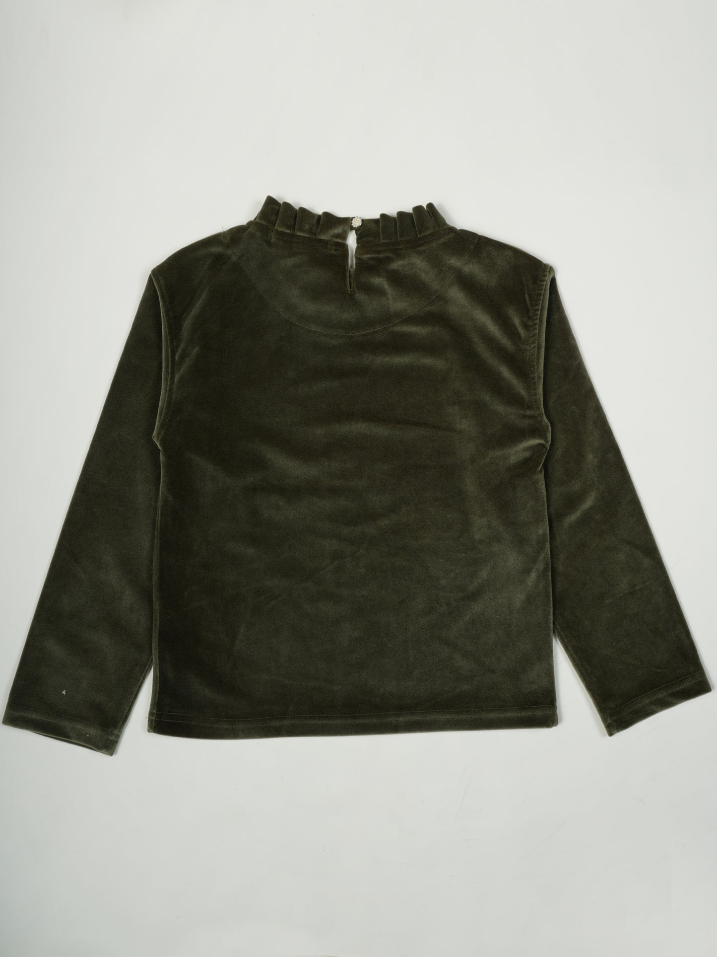 Pampolina Olive Sharing Top with Rhinestone Floral Design