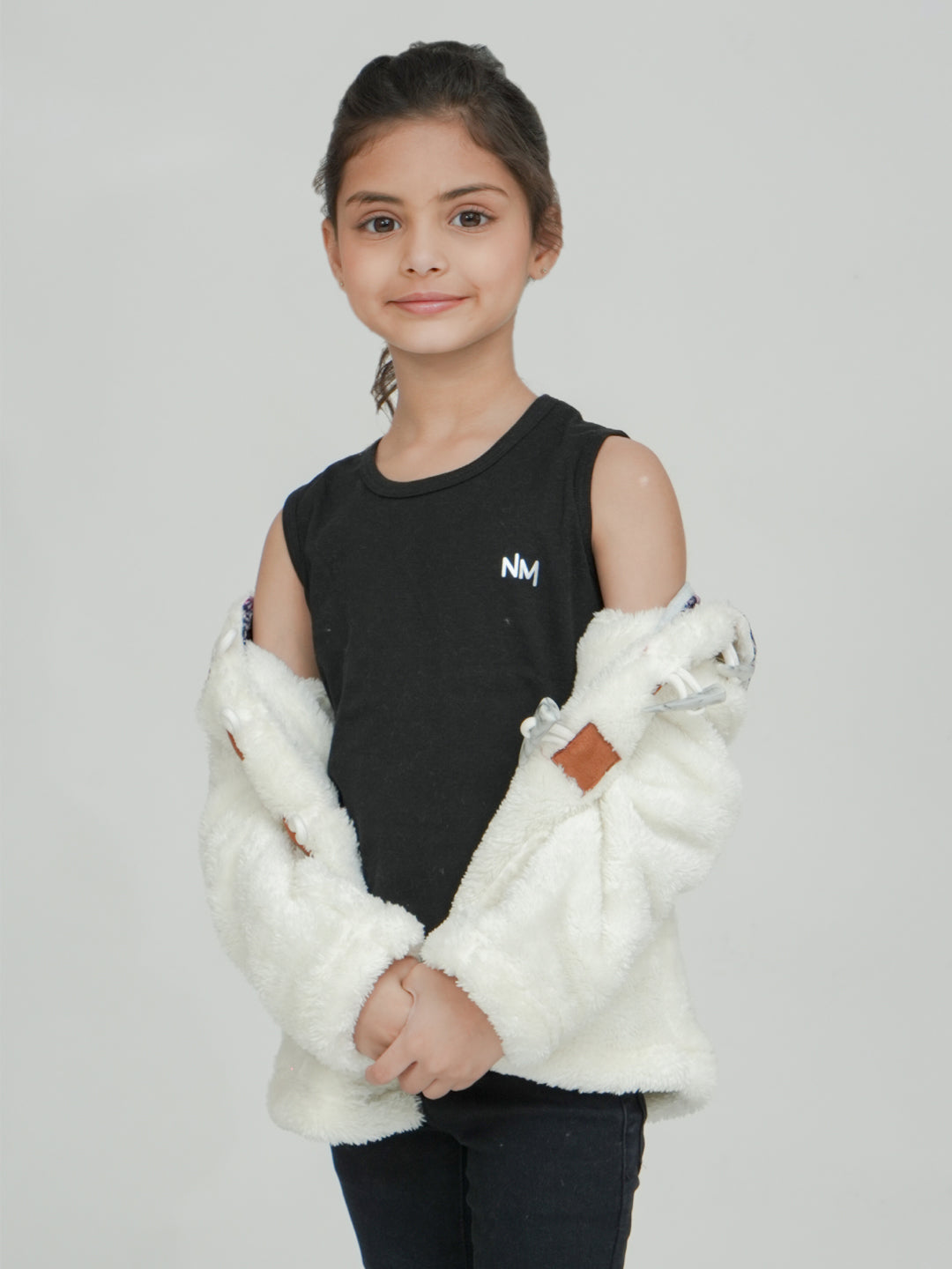 Pampolina White Fuzzy Toggle Jacket