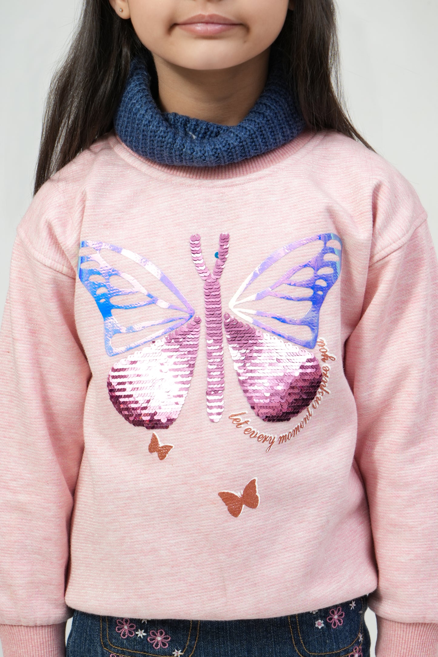 Pampolina Pink Butterfly Sequined Sweatshirt
