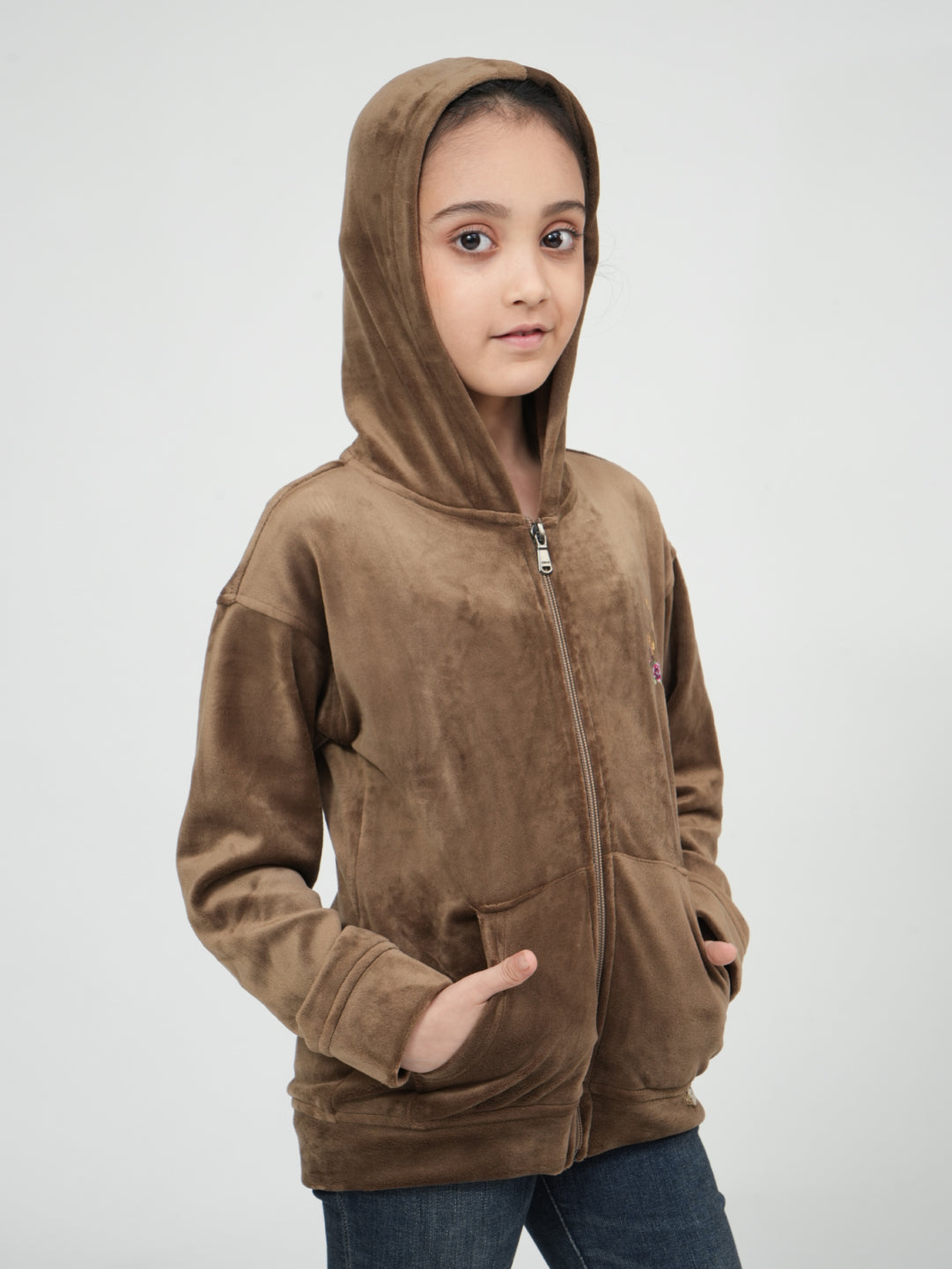 Pampolina Fawn Velour Zip-Up Hoodie
