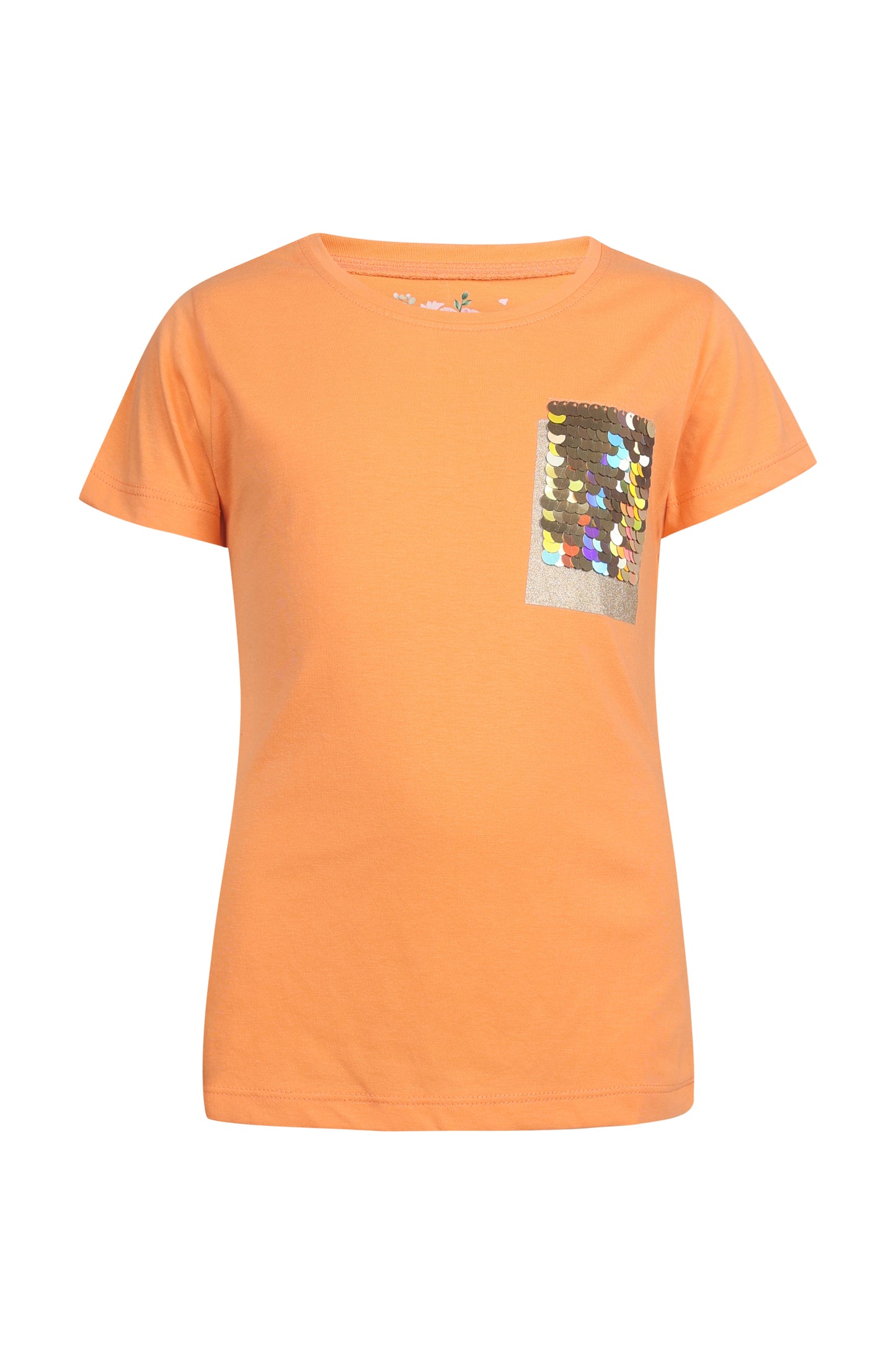 Pampolina Girls Sequence Printed Top- Orange