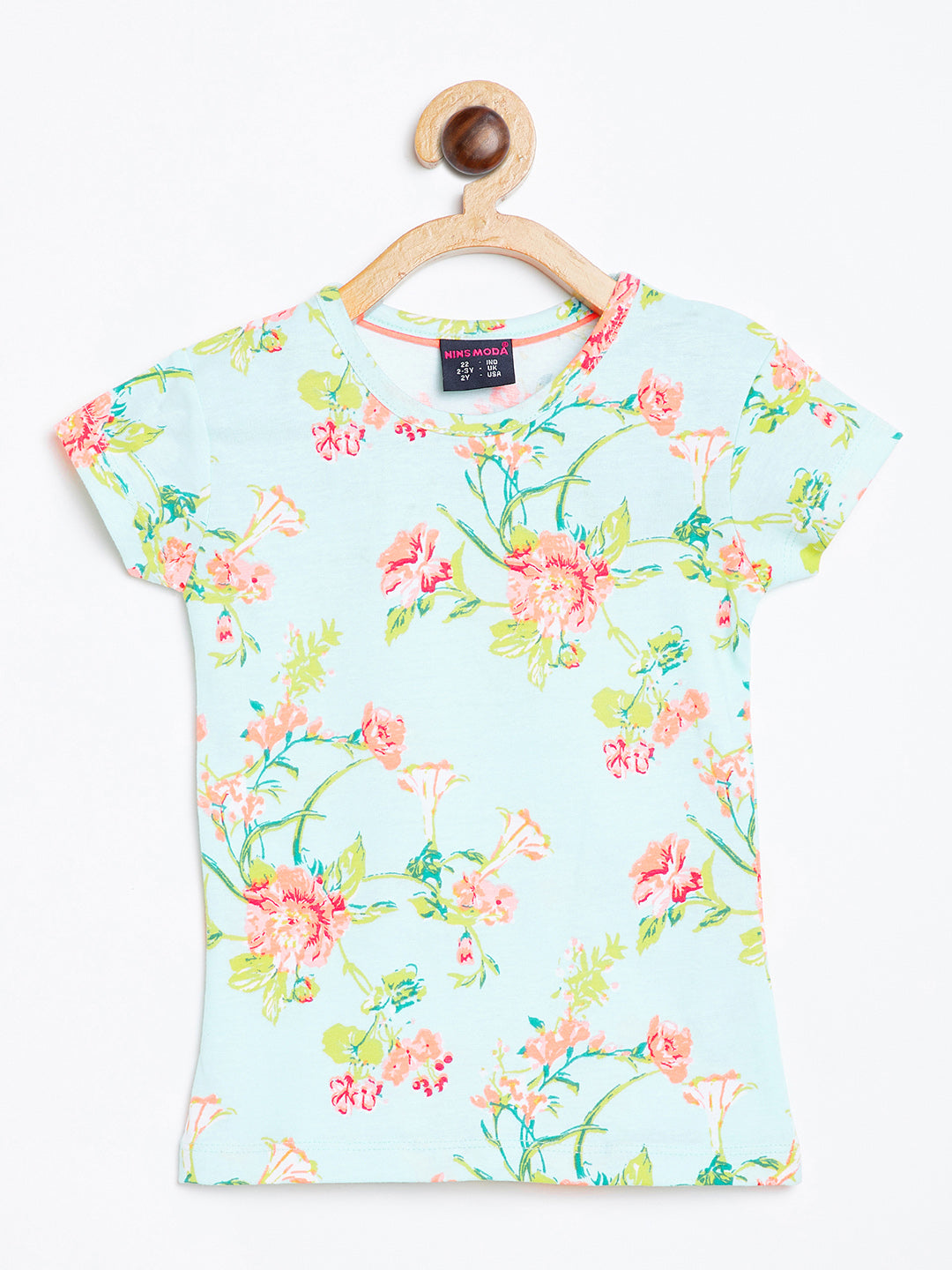 Pampolina Girls Floral Printed Top-l.green