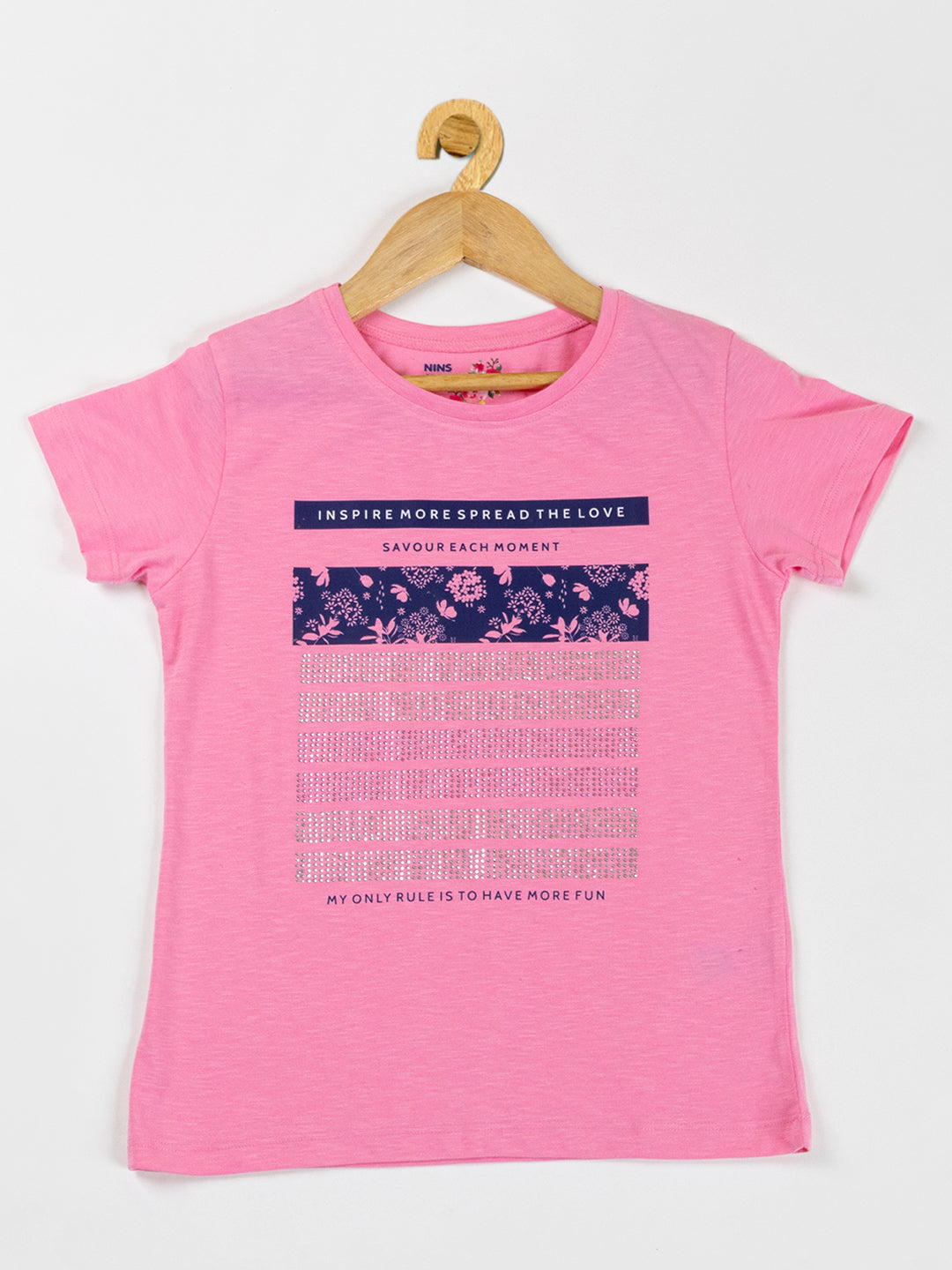 Pampolina Girls Sequin Printed Top -Pink