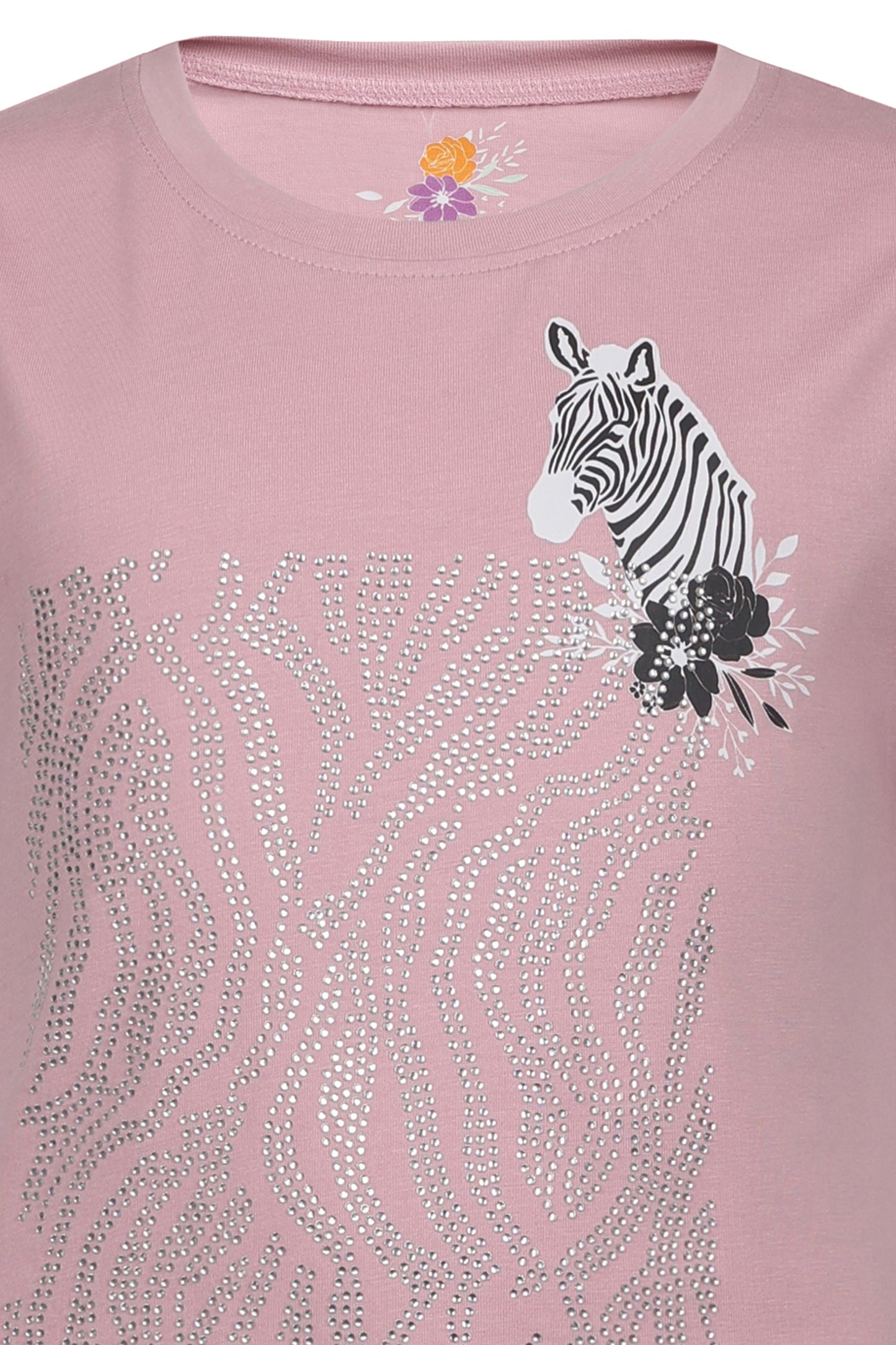 Pampolina Girls Sequined Printed Top - O.Pink