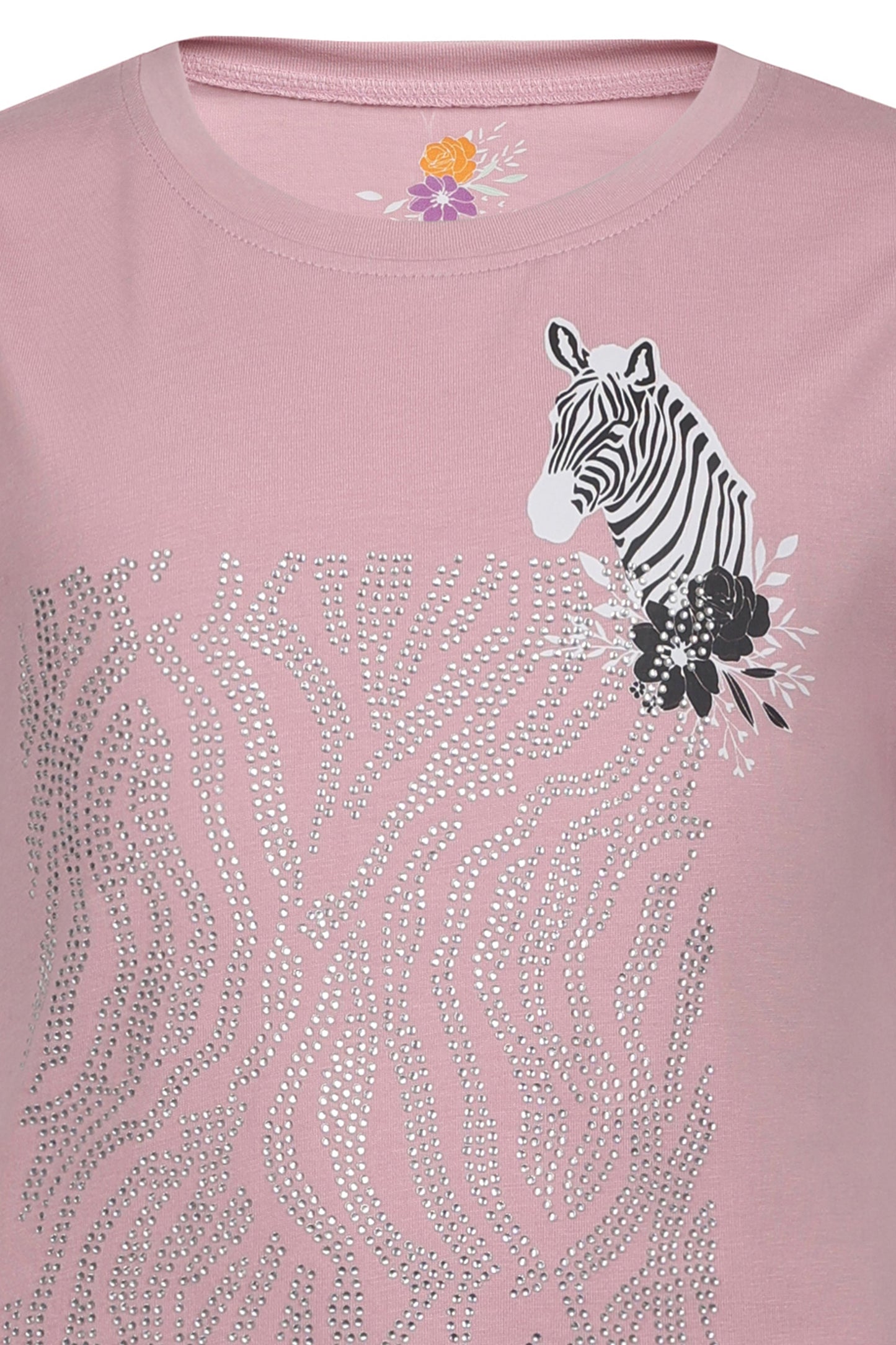 Pampolina Girls Sequined Printed Top - O.Pink