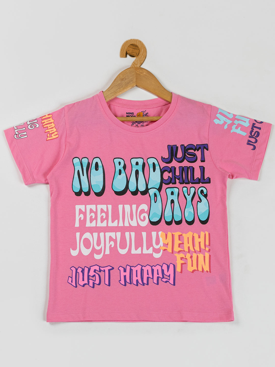 Pampolina Girls Printed & Half Sleeve Top-Pink