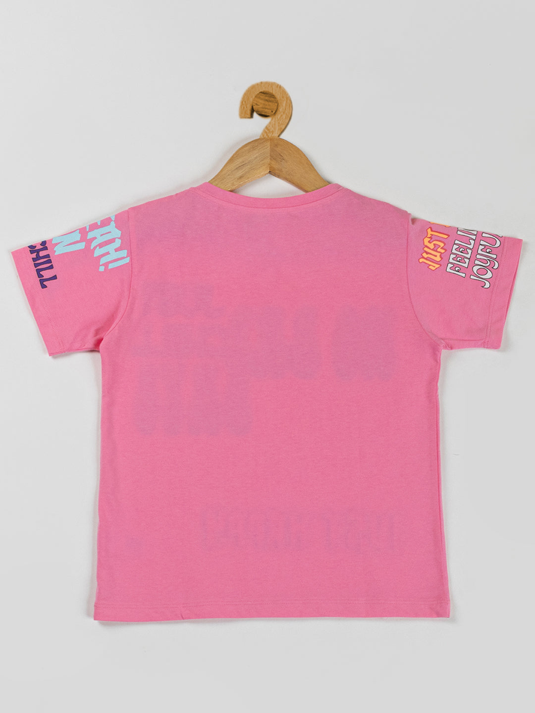 Pampolina Girls Printed & Half Sleeve Top-Pink