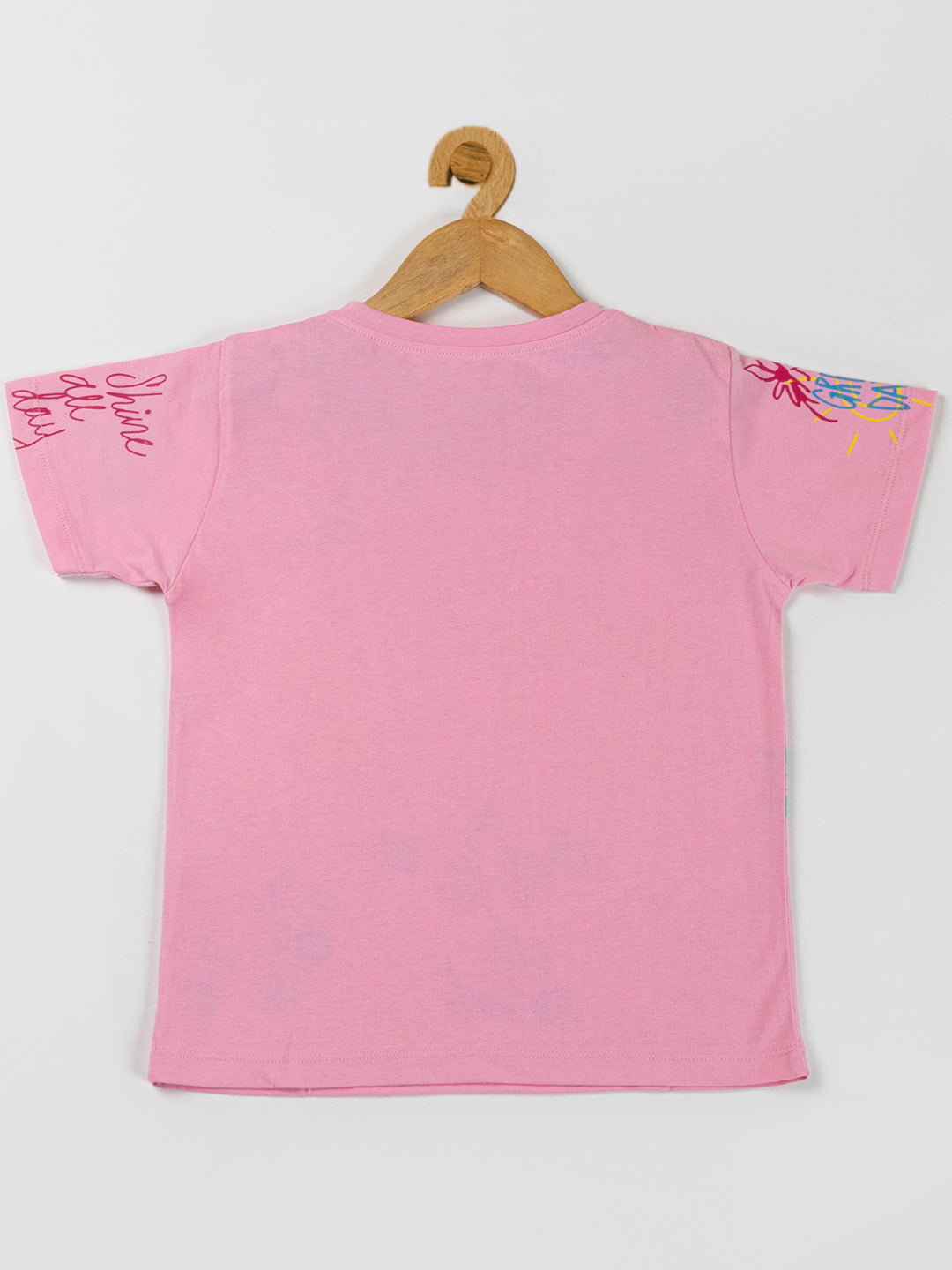 Pampolina Girls Printed Half Sleeve Top- Pink