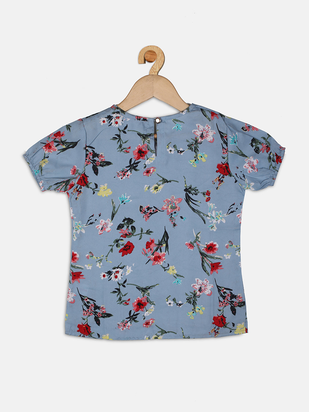 Pampolina Girls Floral Printed Top-Sky