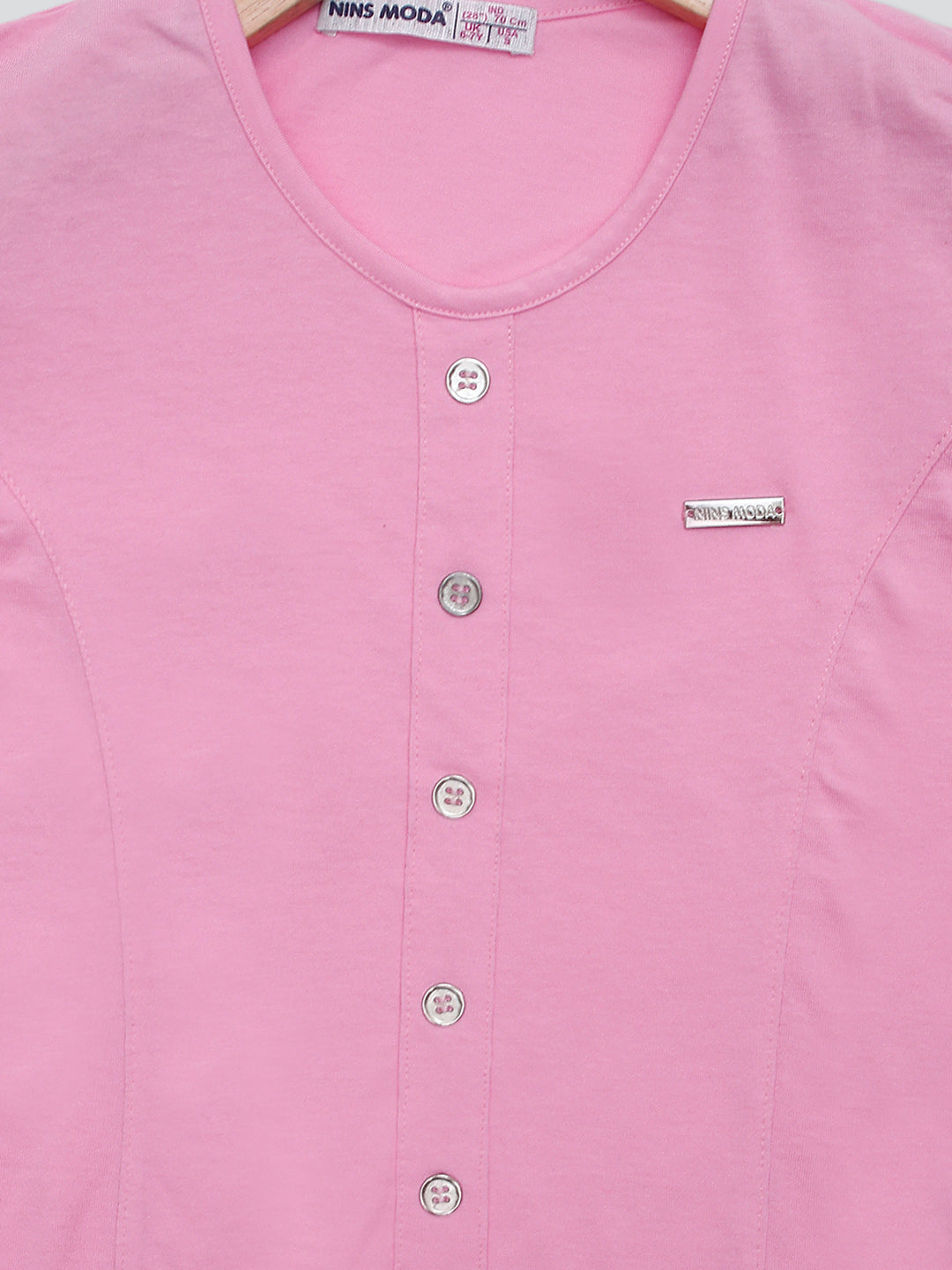 Pampolina Girls Puff Sleeve Solid Top- Pink