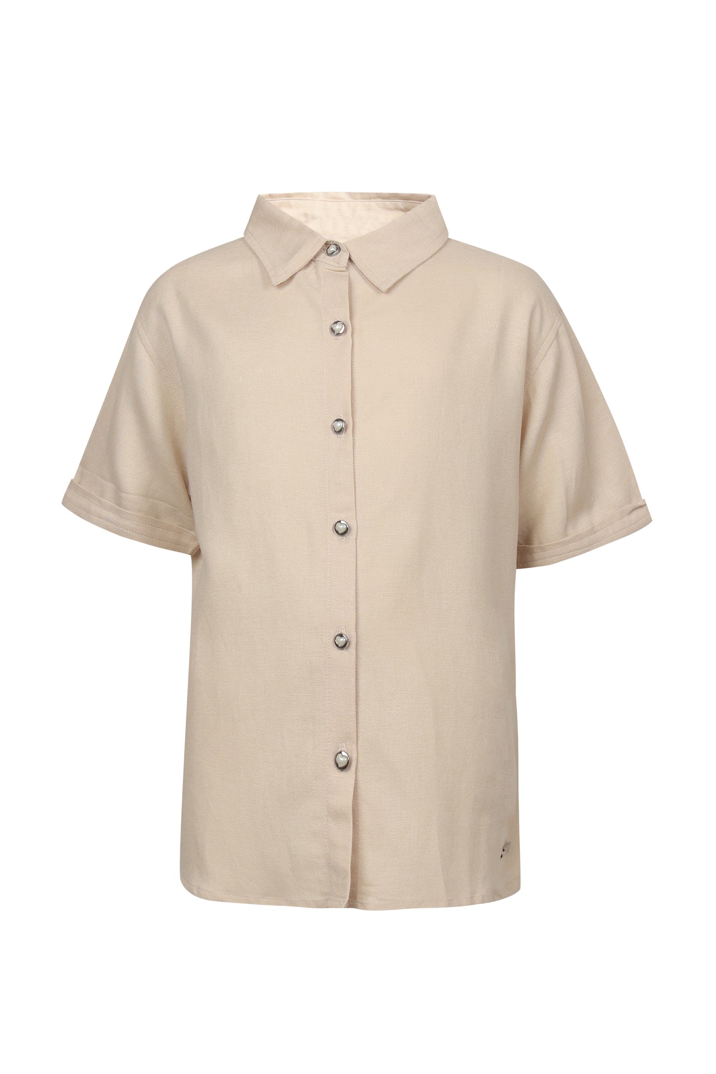 Pampolina Girls Solid Collar Top- Fawn