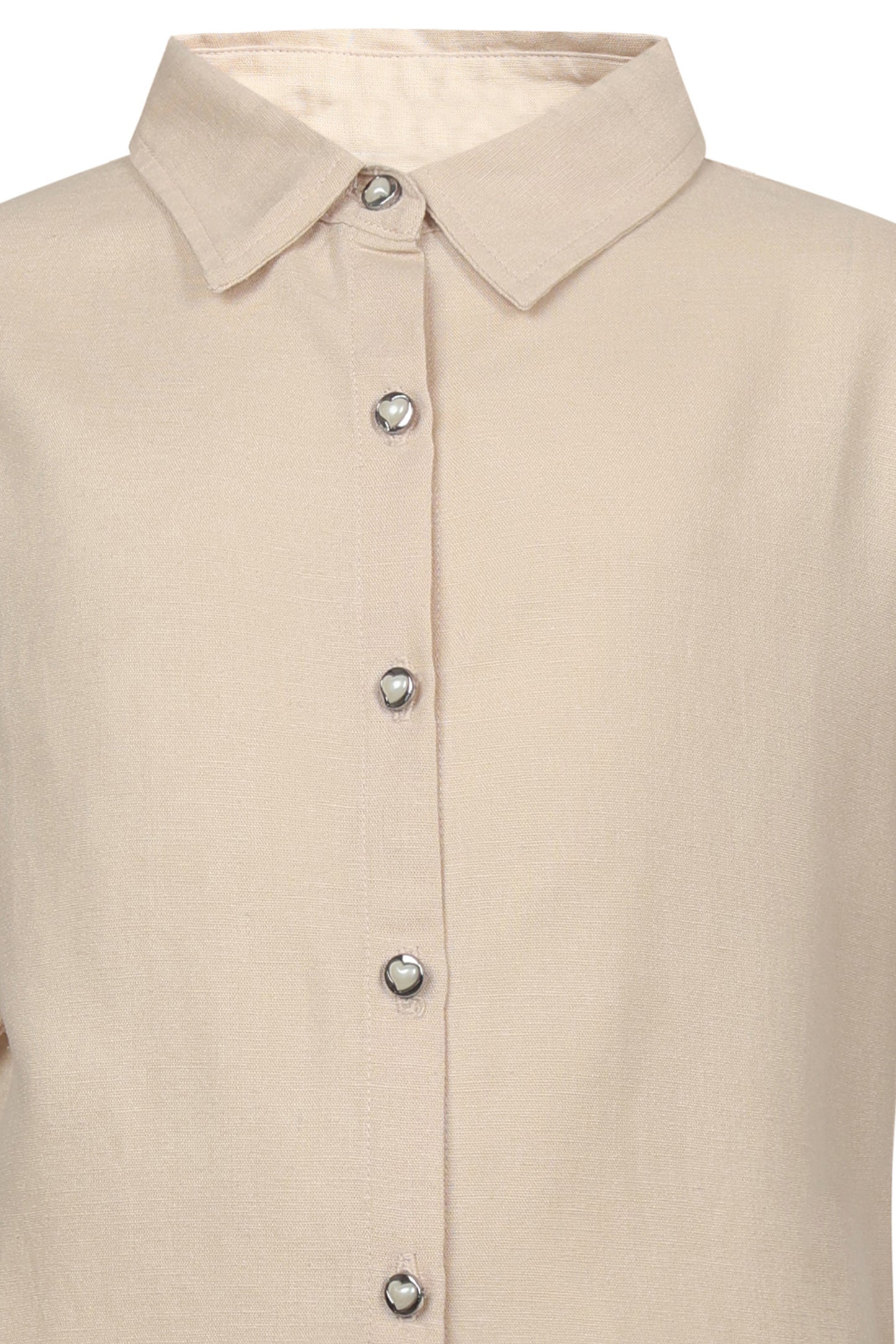 Pampolina Girls Solid Collar Top- Fawn