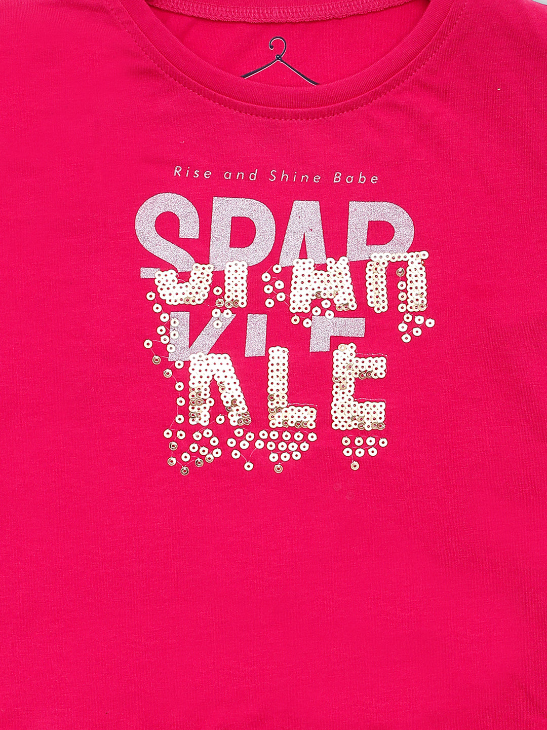 Pampolina Girls Squene "Printed Pre Winter Top-Magenta