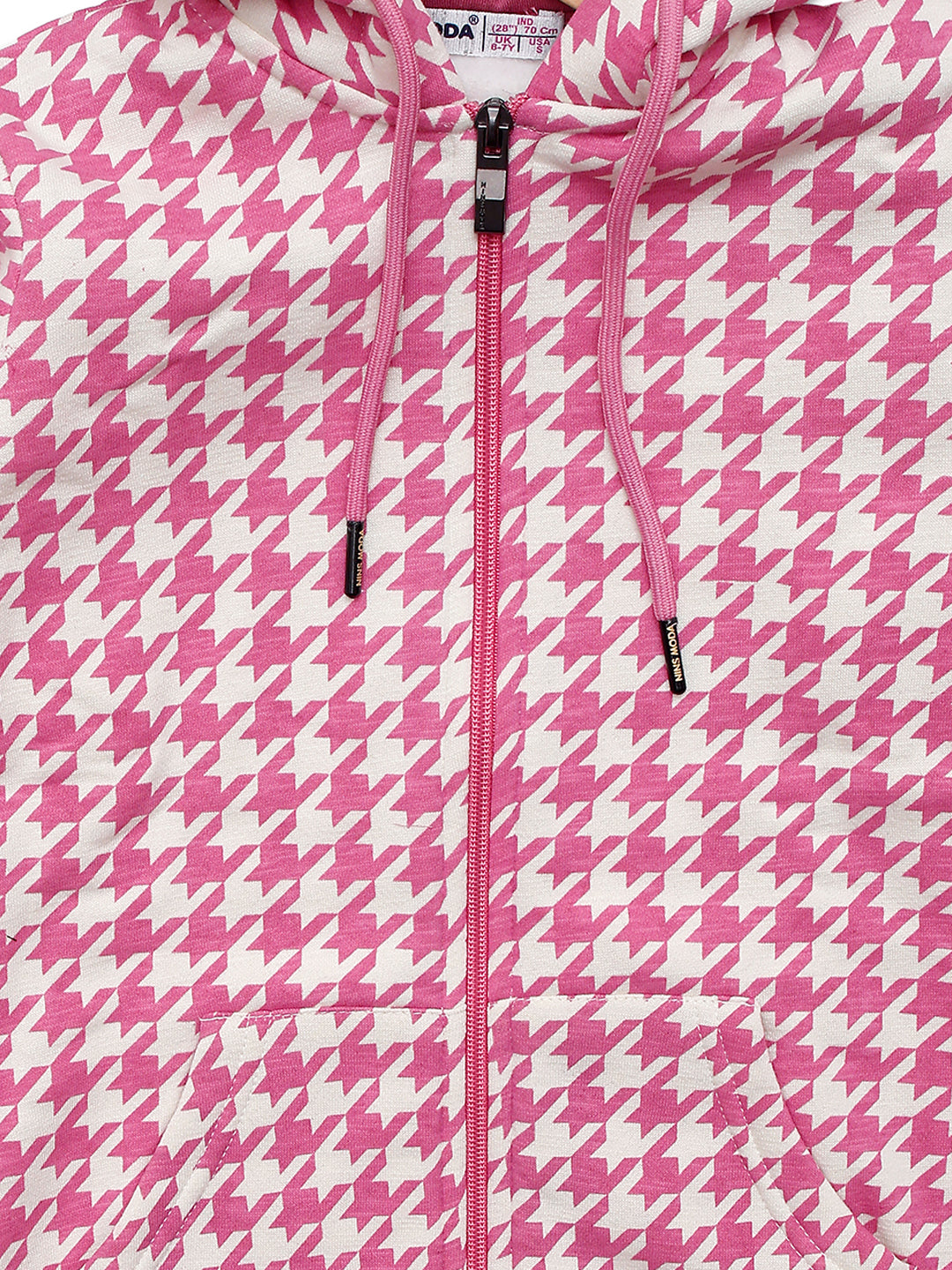 Pampolina Girls Allover Printed Hoddie Sweatshirt - O.Pink