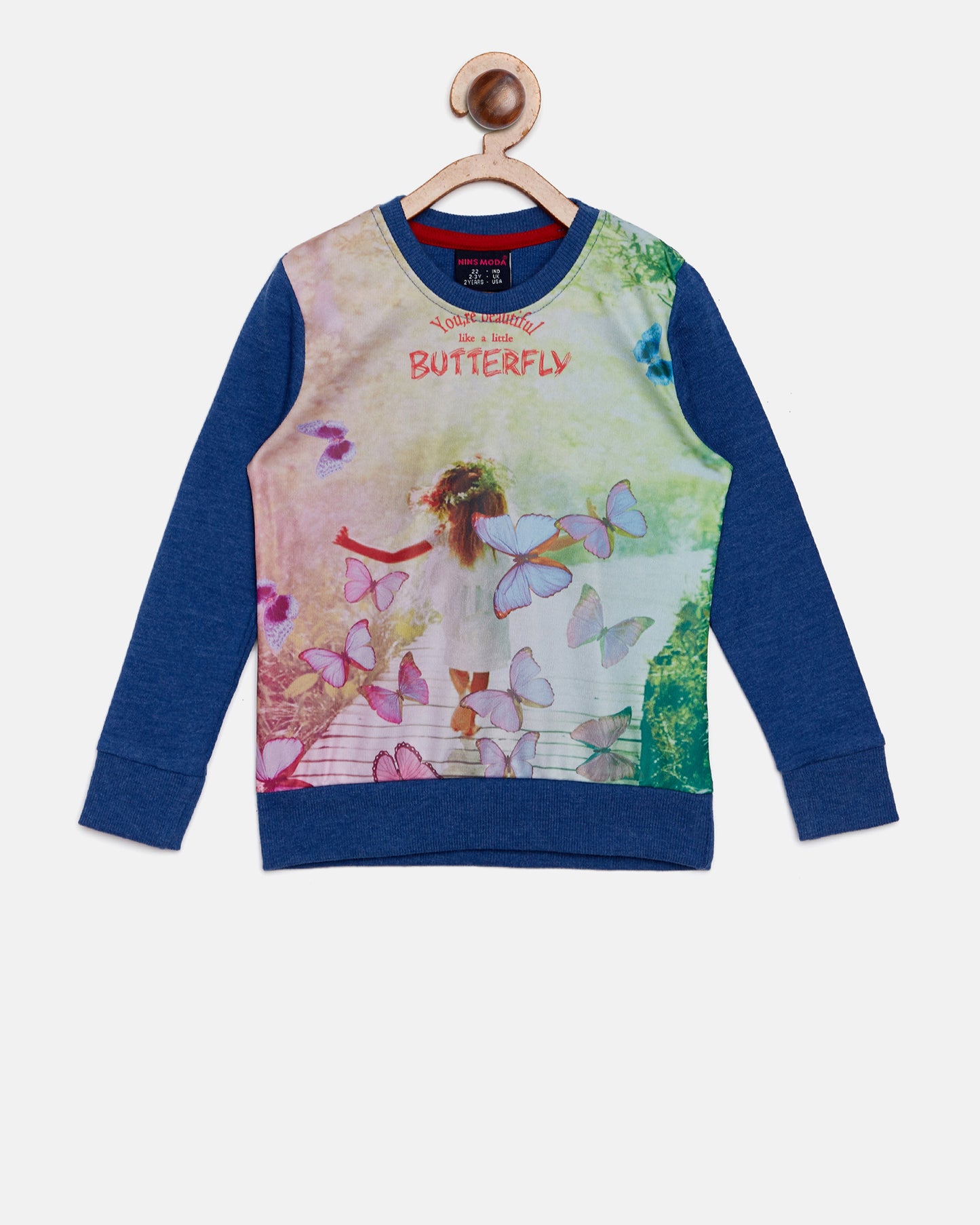 Pampolina Girls Printed Top- R.Blue