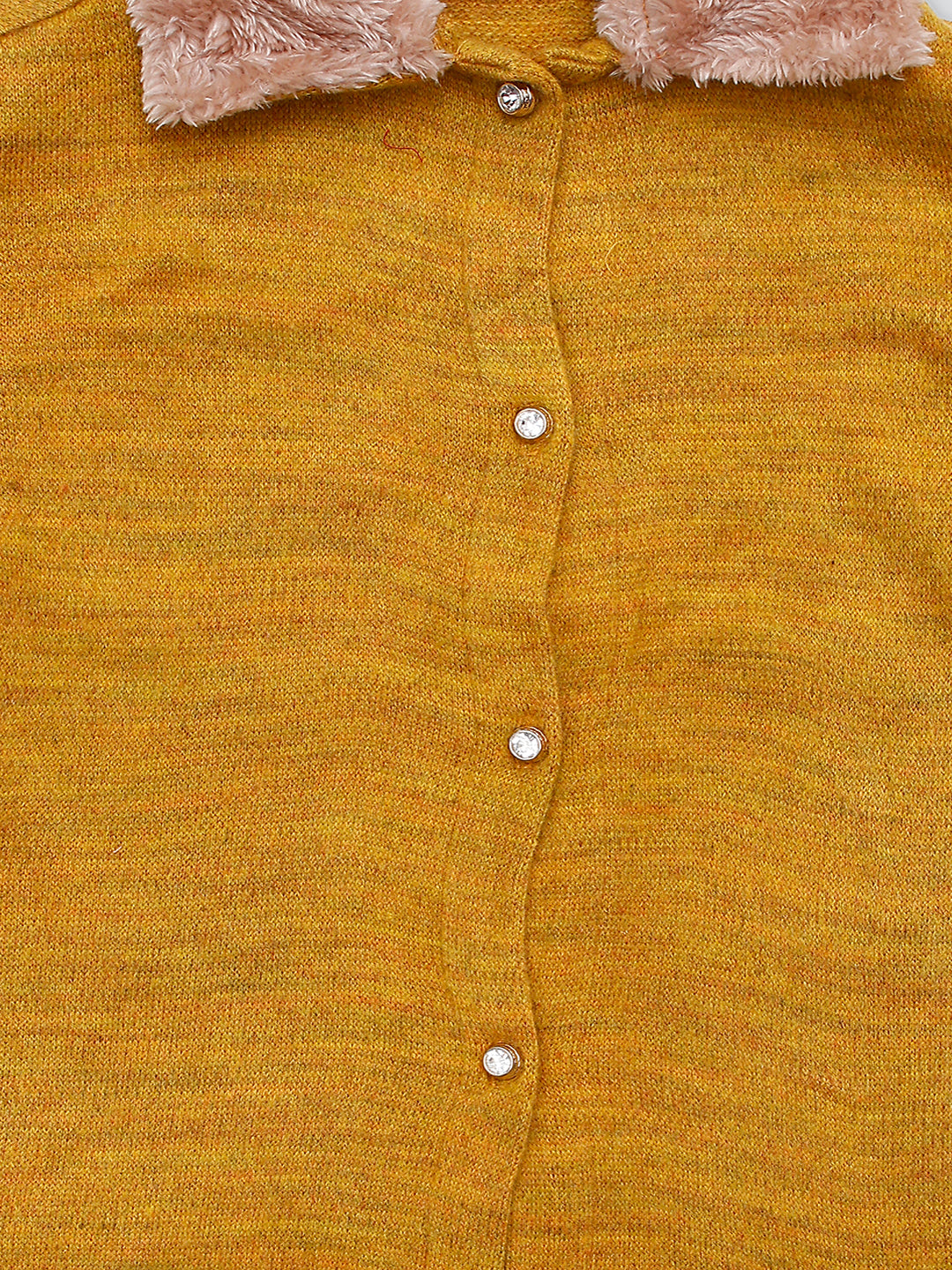 Pampolina Girls Wollen Top With Collar-Mustard