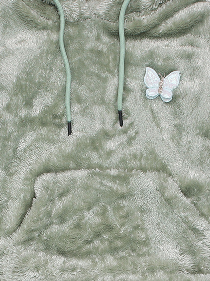 Butterfly Extra Warm Girls Solid Co-ord Set-Pista