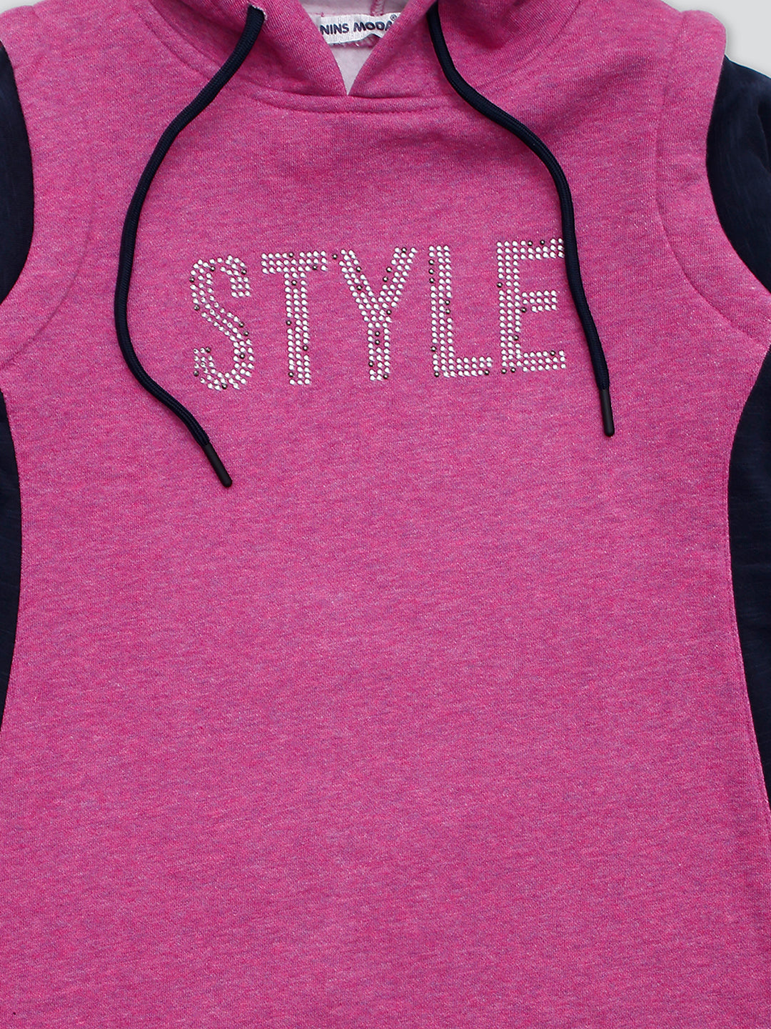 Pampolina Girls Squene Printed Dress With Hoddie-Rani