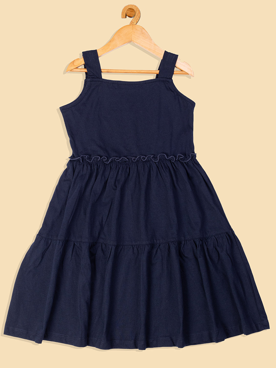Pampolina  Printed Summer Cotton Dress For Baby Girl-Navy