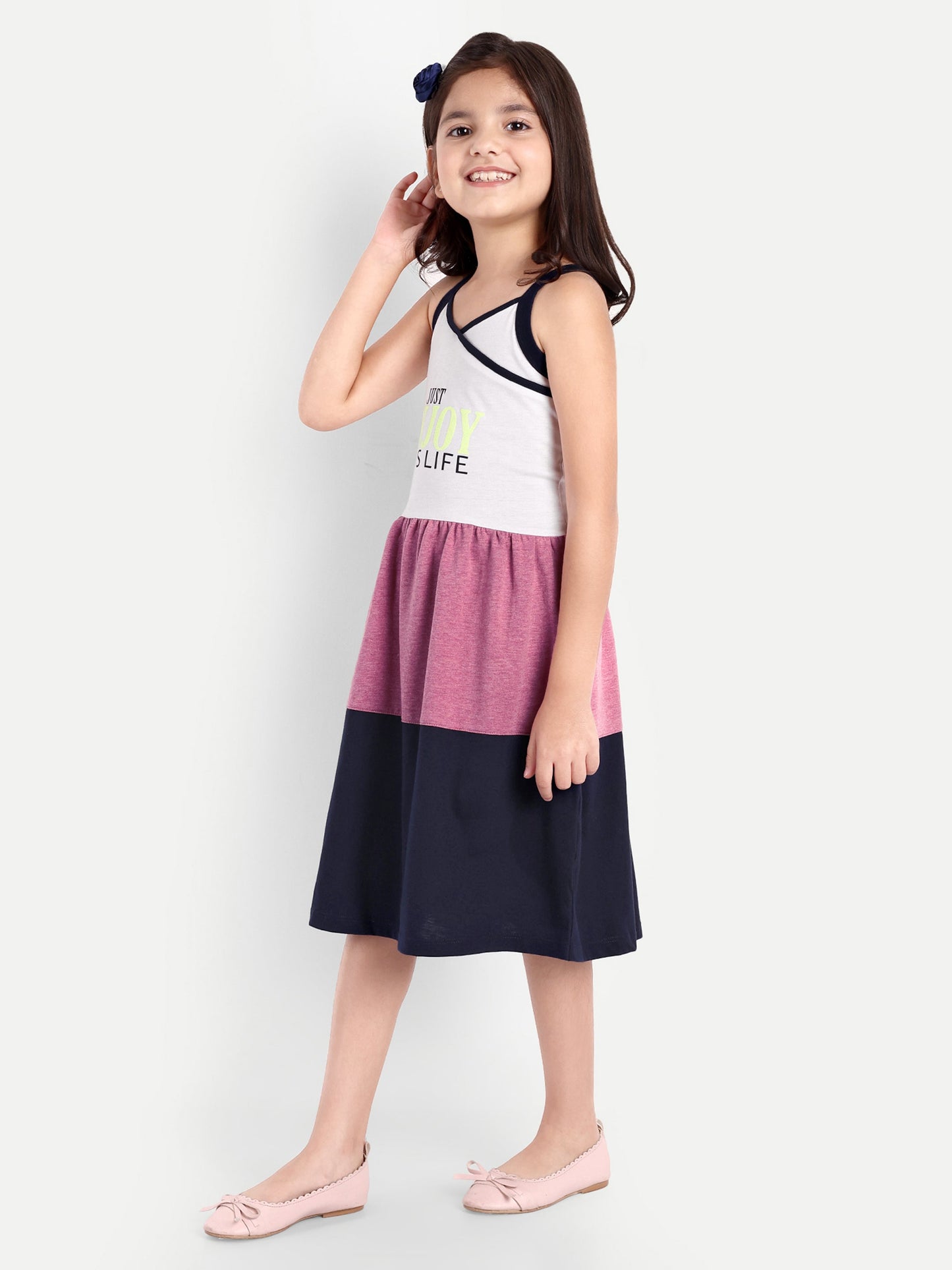 Pampolina Printed Summer Cotton Dress For Baby Girl-PINK