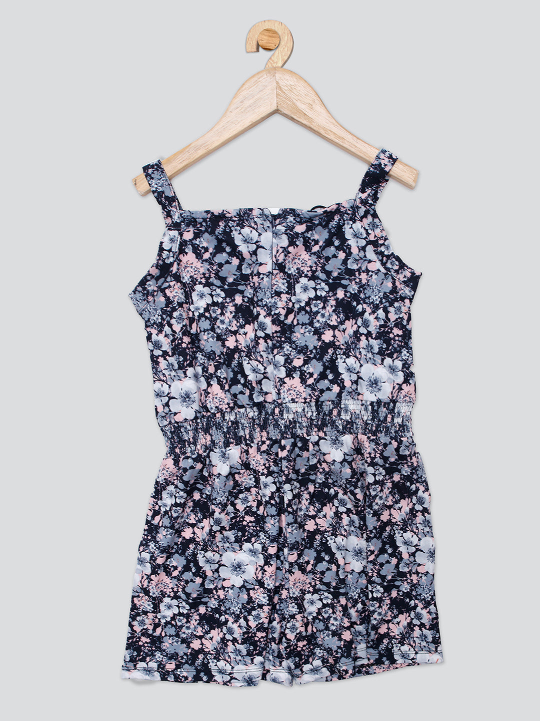 Pampolina Girls Floral Printed  Jumpsuit - Navy