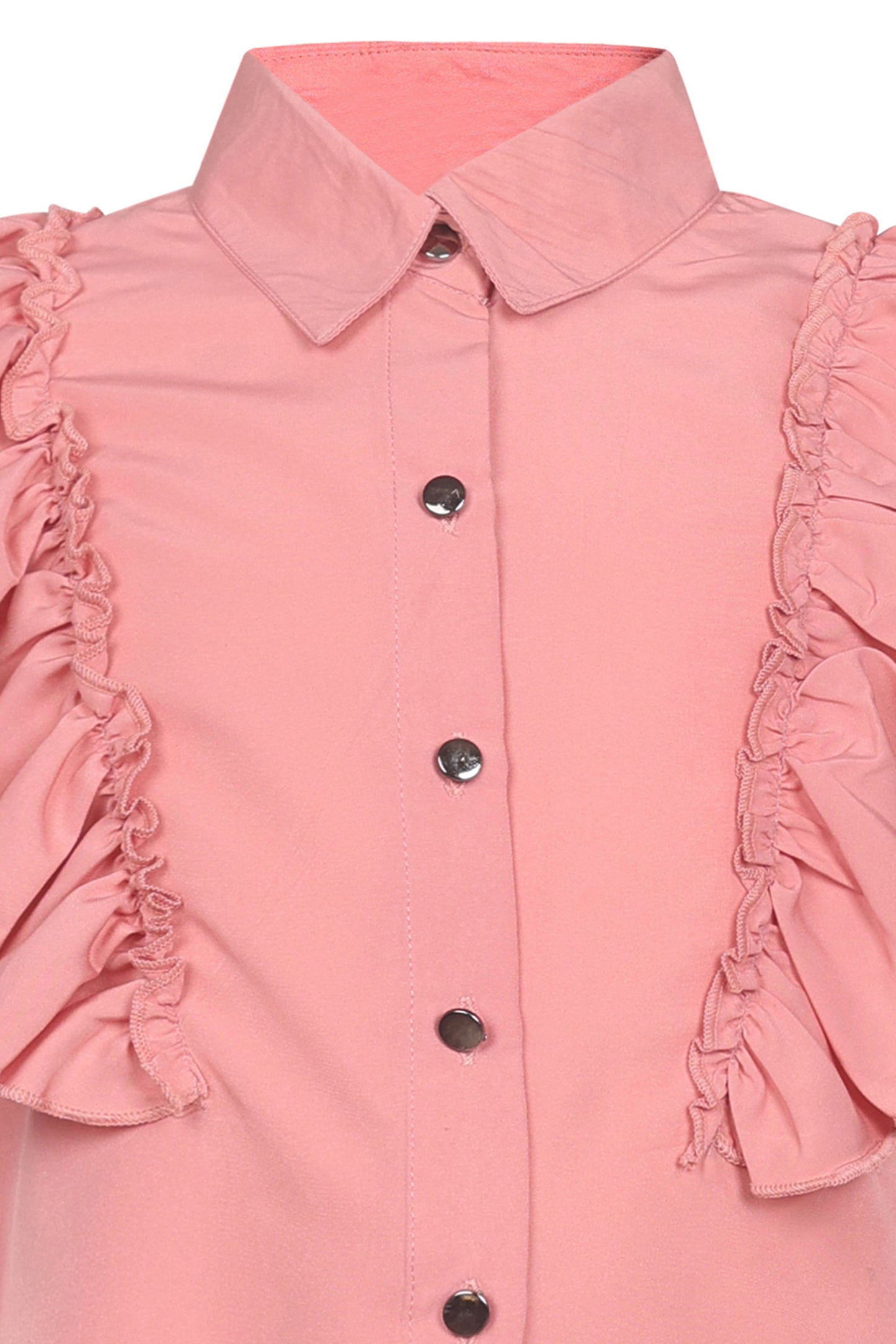 Pampolina Girls Solid Textile Top- Peach