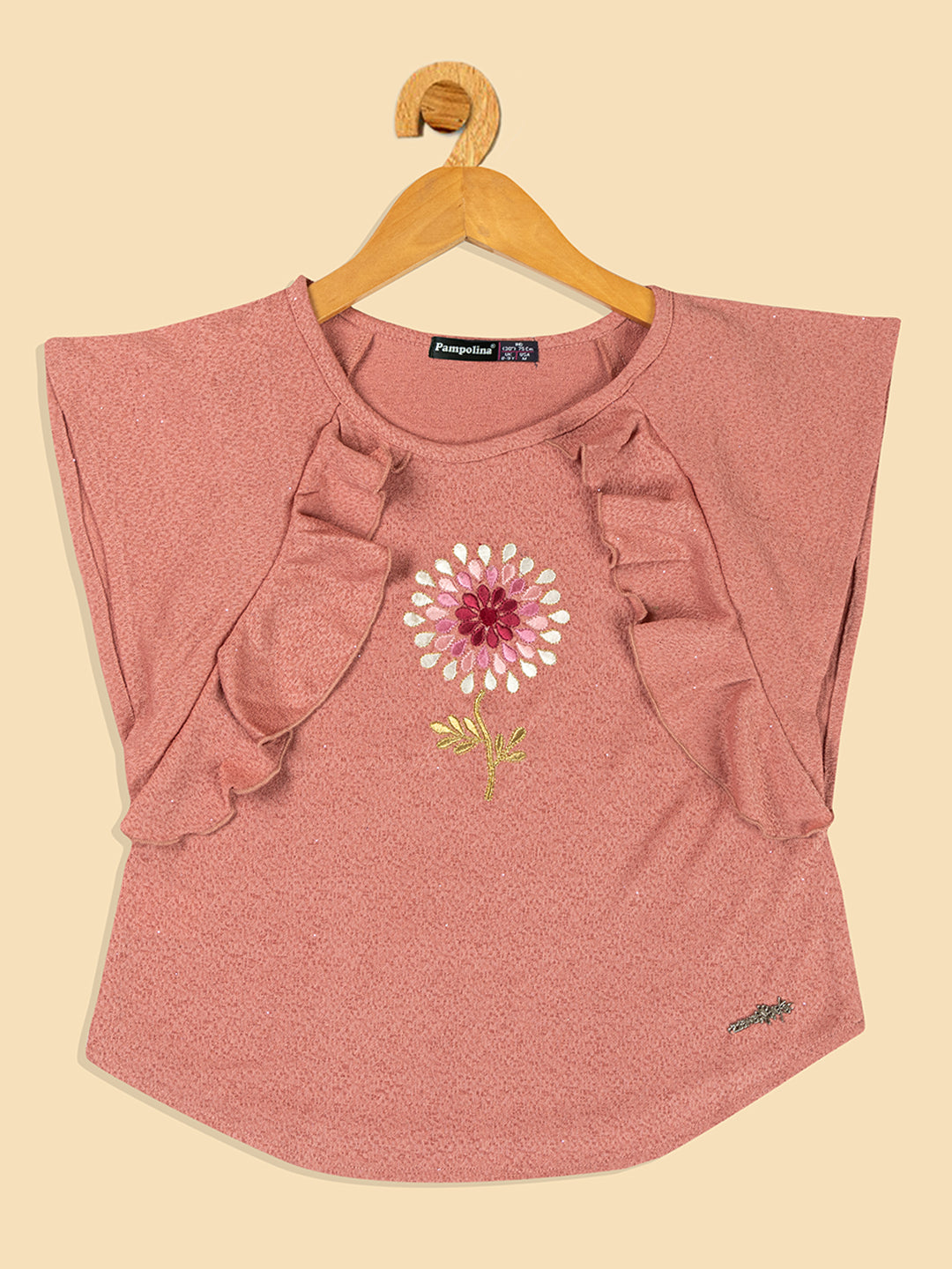 Pampolina Girls Printed Half Sleeve Top-Olive