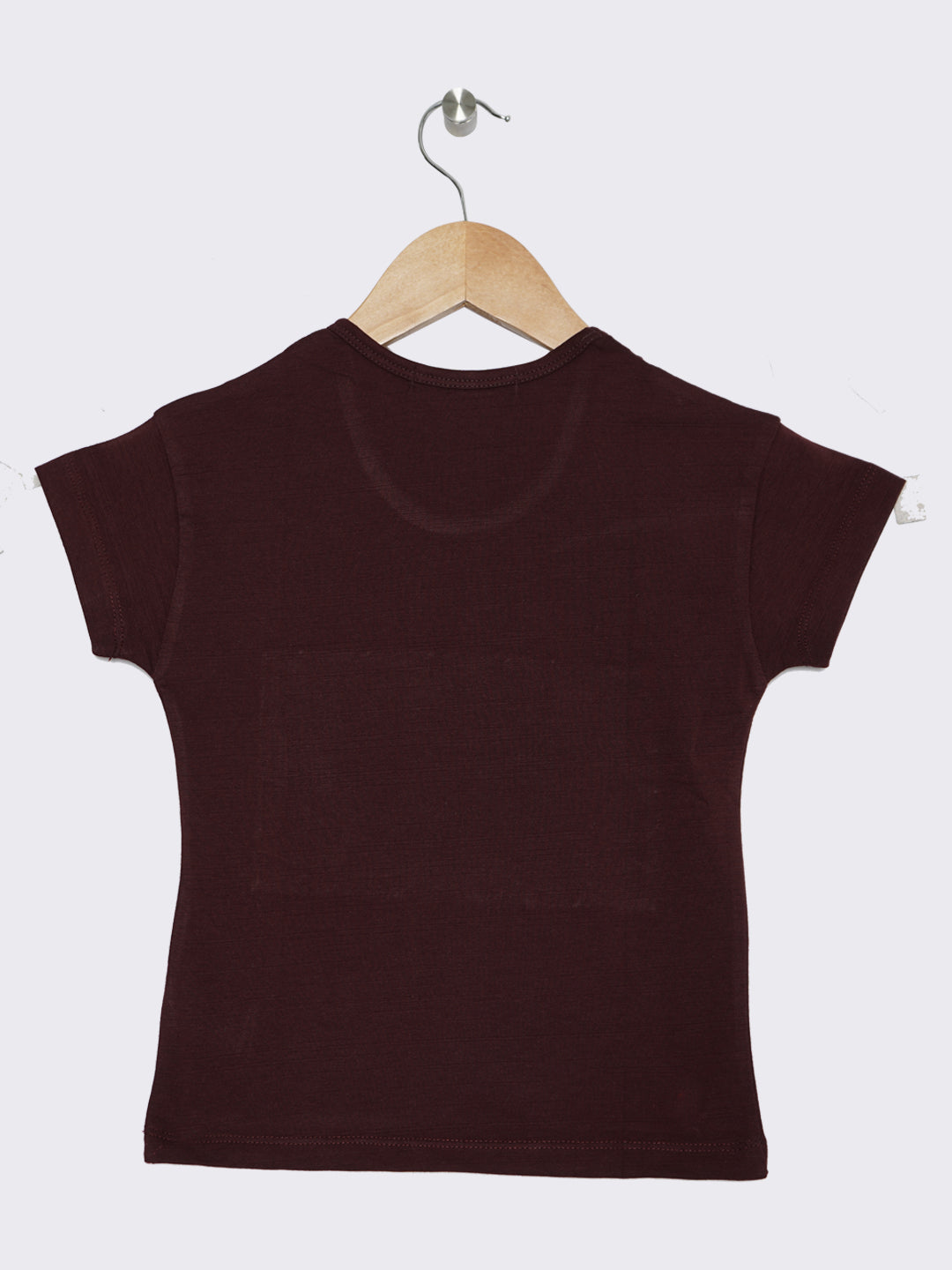 Pampolina Girls Half Sleeve Embellished Printed Top-Wine