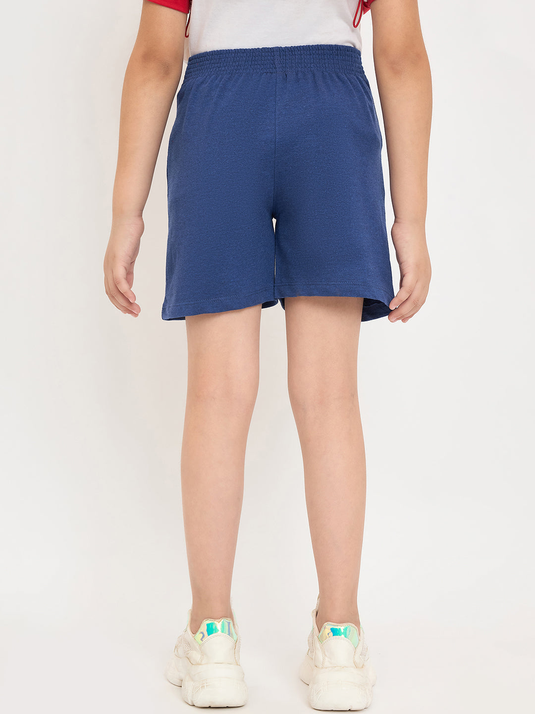 Pampolina Girls Printed Knee Length Shorts - DenimBlue