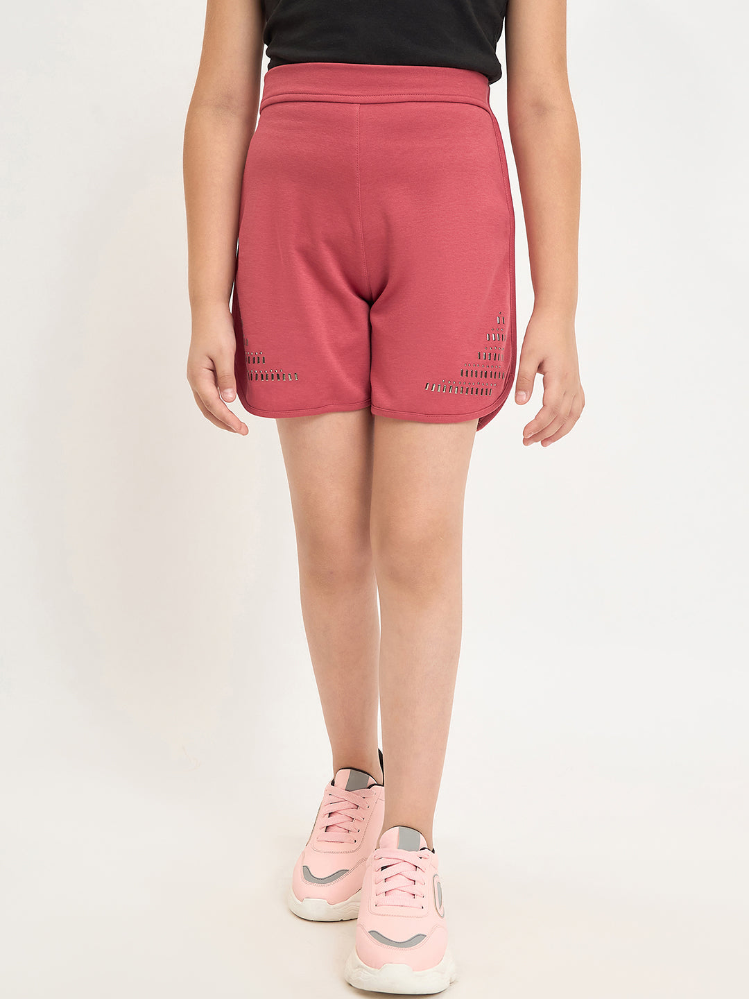 Pampolina Girls Solid Knee Length Shorts Coral