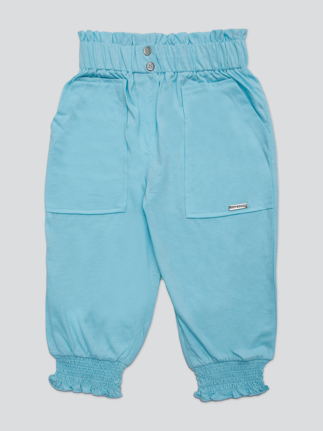 Pampolina Girls Solid Ankle Lenth Capri- Sky