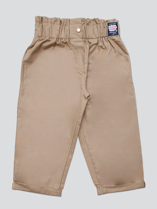 Pampolina Girls Solid Pant- Fawn